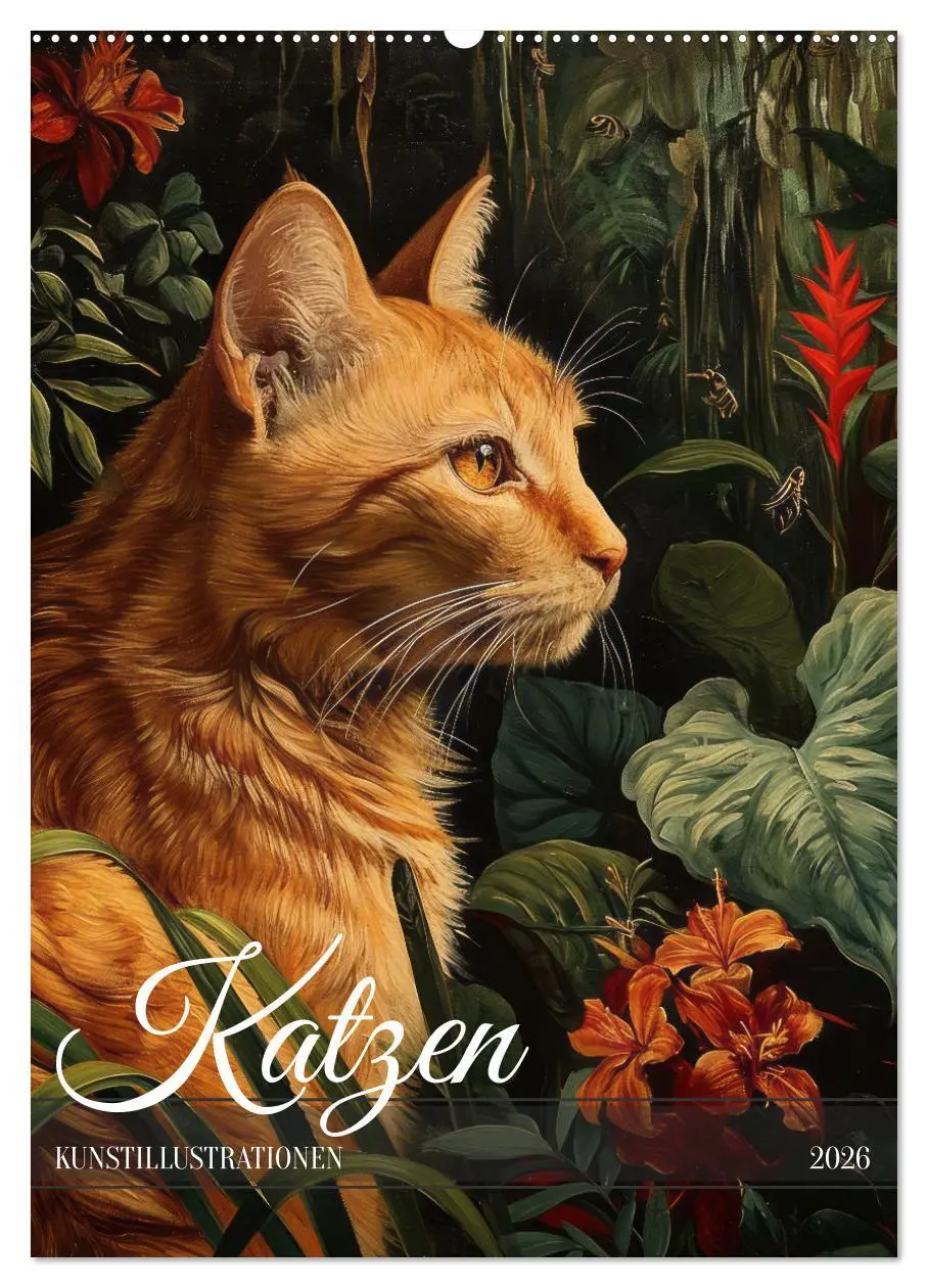 Cover: 9783516280586 | Katzen Kunstillustrationen (Wandkalender 2026 DIN A2 hoch),...