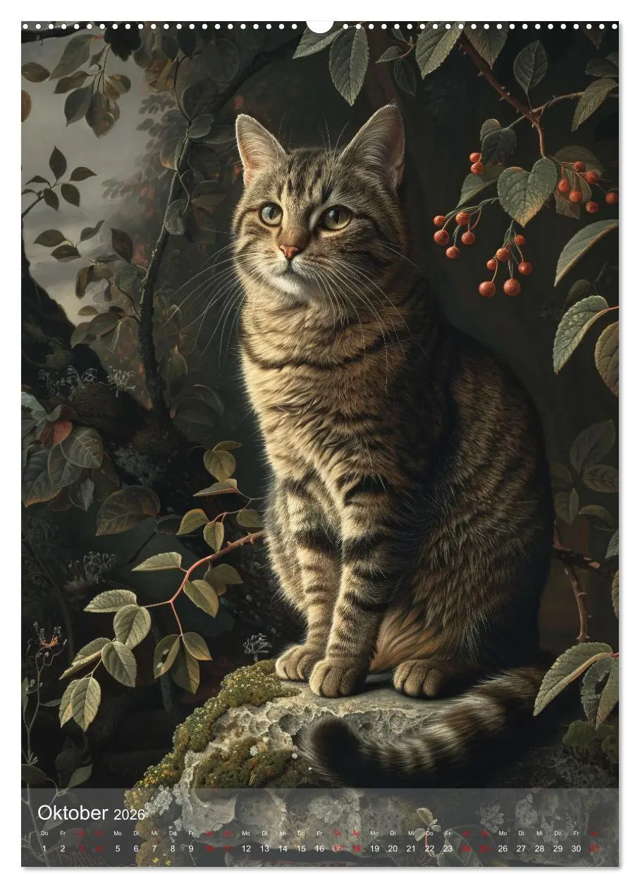 Bild: 9783516280586 | Katzen Kunstillustrationen (Wandkalender 2026 DIN A2 hoch),...