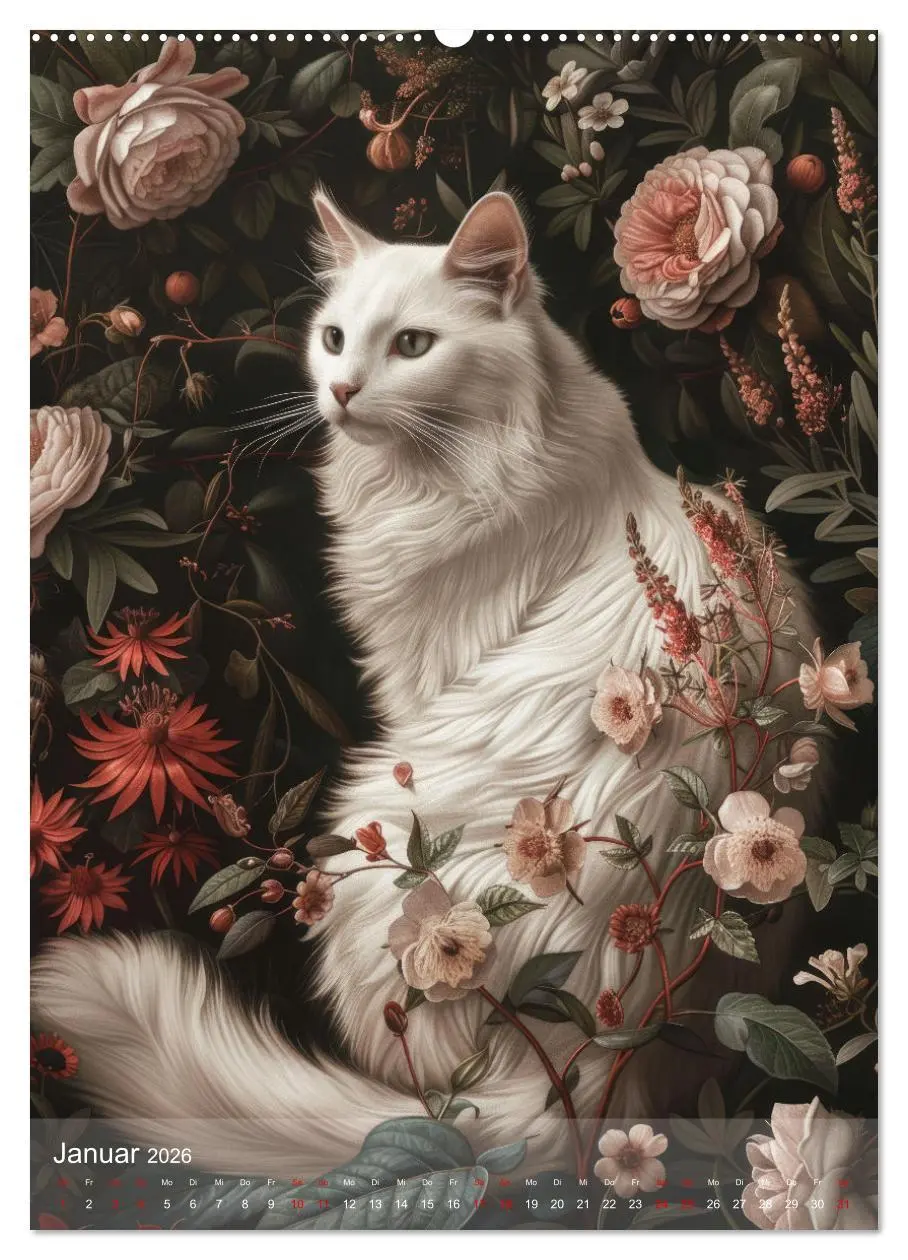 Bild: 9783516280586 | Katzen Kunstillustrationen (Wandkalender 2026 DIN A2 hoch),...