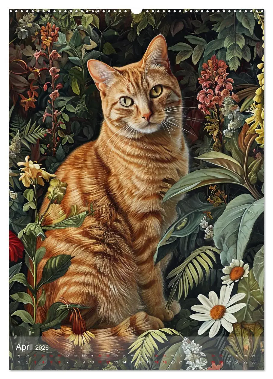 Bild: 9783516280586 | Katzen Kunstillustrationen (Wandkalender 2026 DIN A2 hoch),...