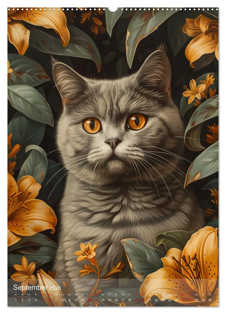 Bild: 9783516280586 | Katzen Kunstillustrationen (Wandkalender 2026 DIN A2 hoch),...