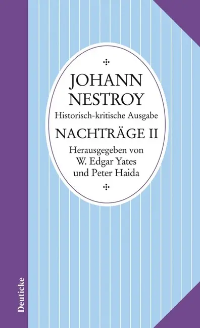 Cover: 9783552060586 | Sämtliche Werke | Band 39/II: Nachtragsband | Johann Nestroy | Buch
