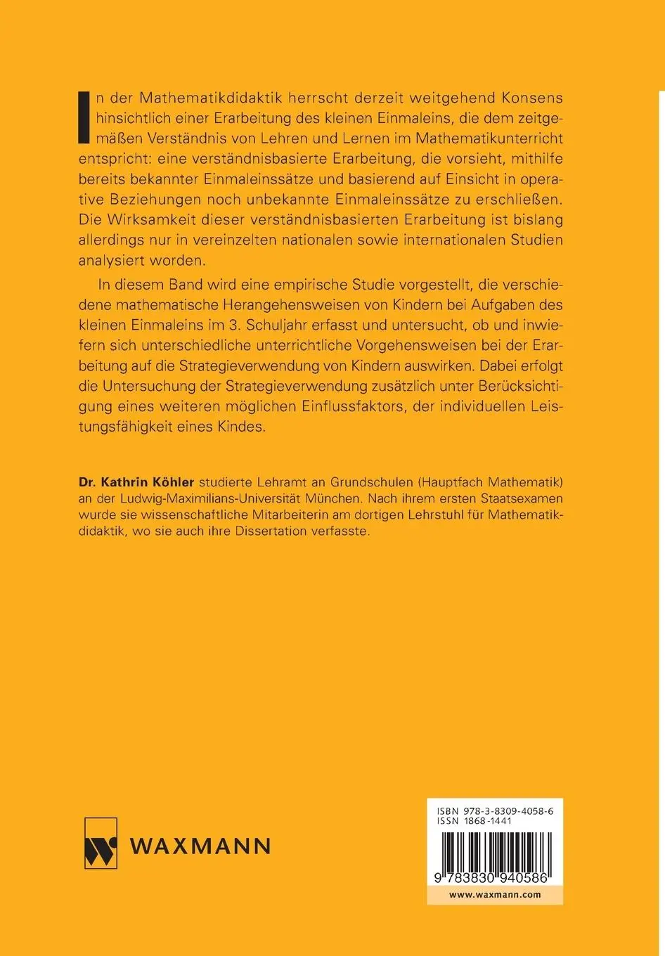 Rückseite: 9783830940586 | Mathematische Herangehensweisen beim Lösen von Einmaleinsaufgaben