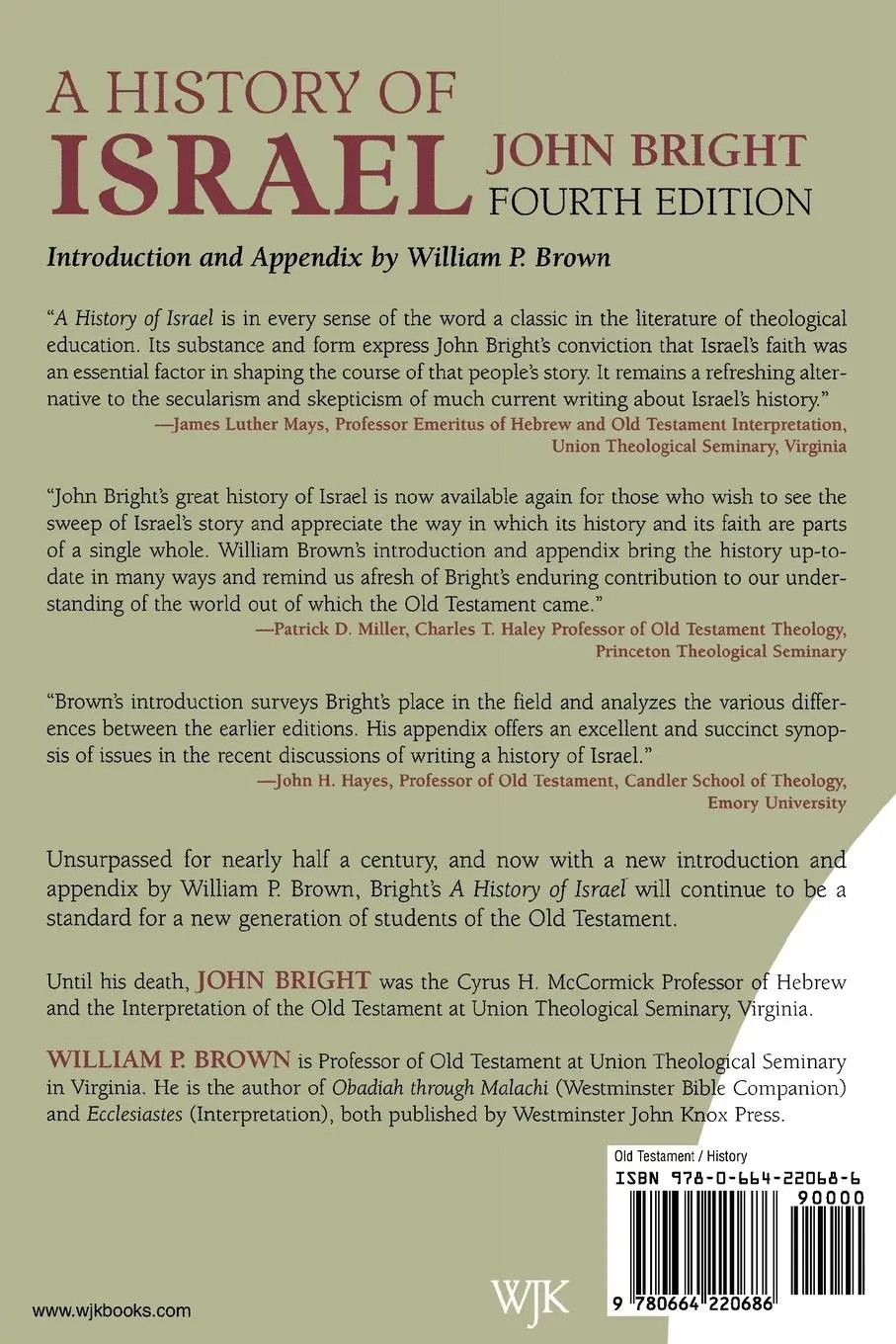 Rückseite: 9780664220686 | History of Israel | John Bright | Taschenbuch | Englisch | 2000