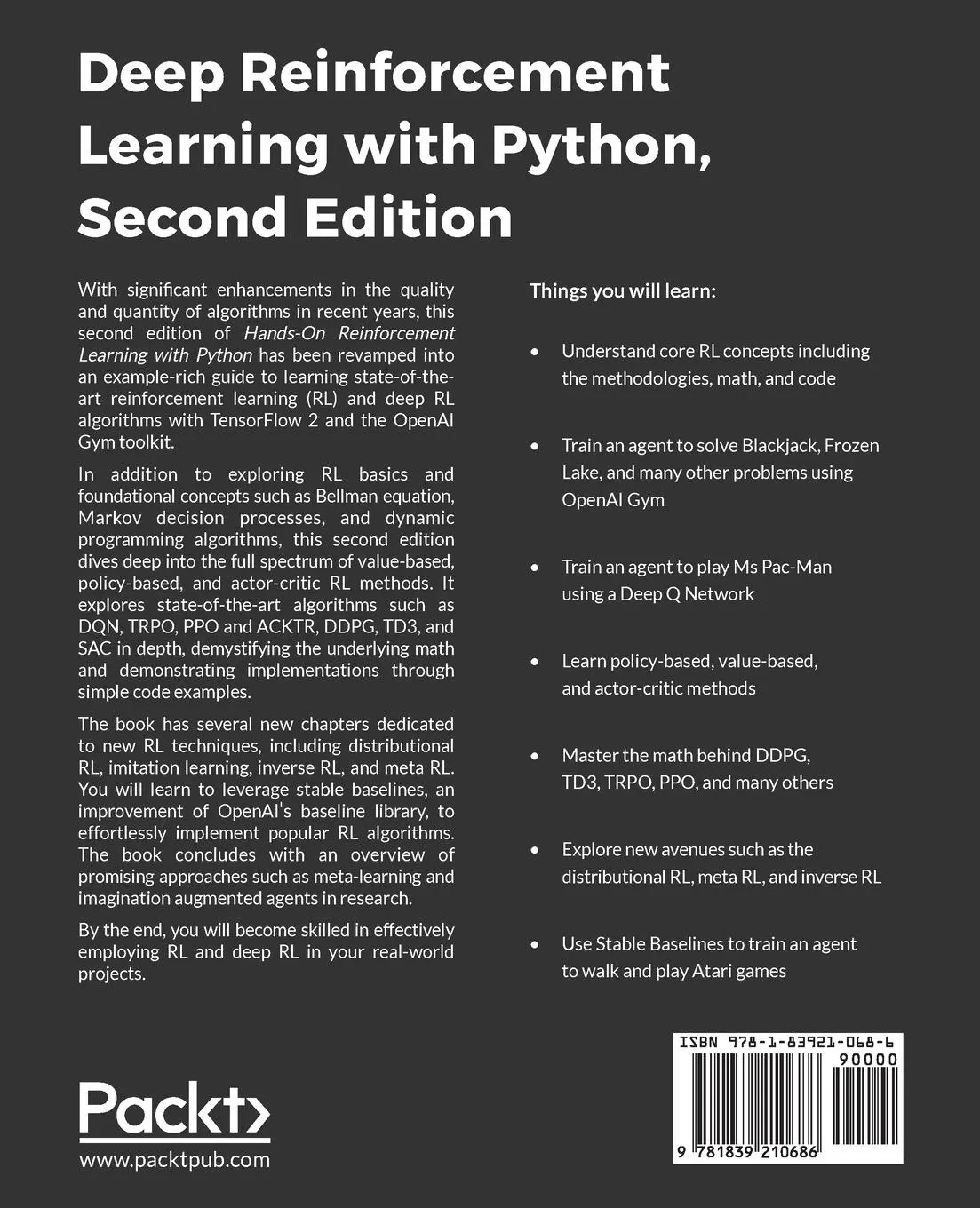 Rückseite: 9781839210686 | Deep Reinforcement Learning with Python - Second Edition | Taschenbuch