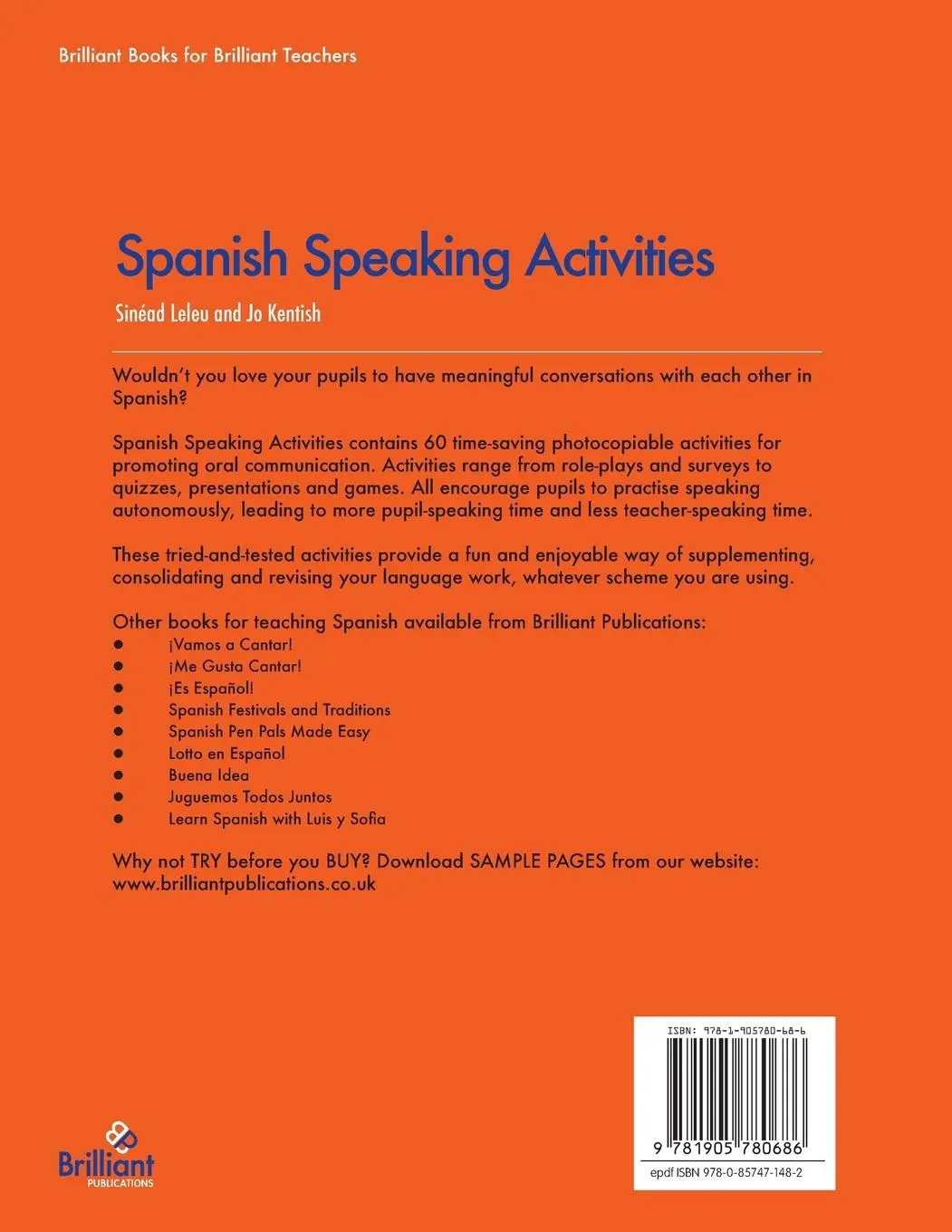 Rückseite: 9781905780686 | Spanish Speaking Activities - Fun Ways to Get Pupils to Talk to...
