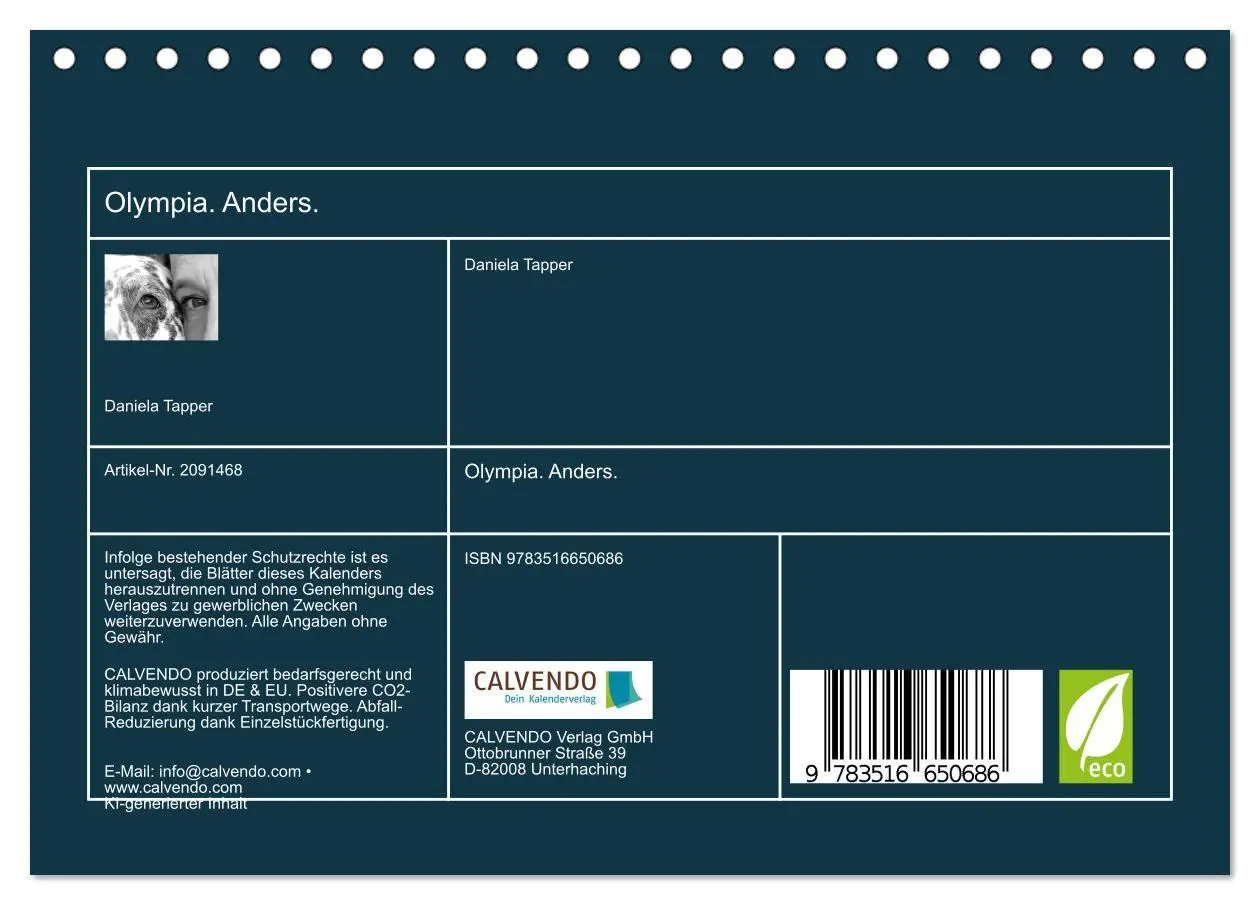 Bild: 9783516650686 | Olympia. Anders. (Tischkalender 2026 DIN A5 quer), CALVENDO...
