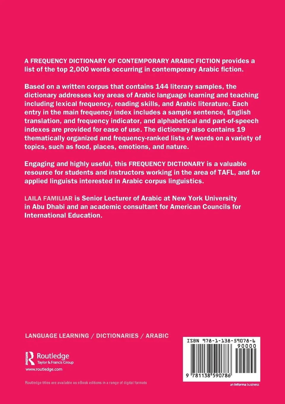 Rückseite: 9781138590786 | A Frequency Dictionary of Contemporary Arabic Fiction | Laila Familiar