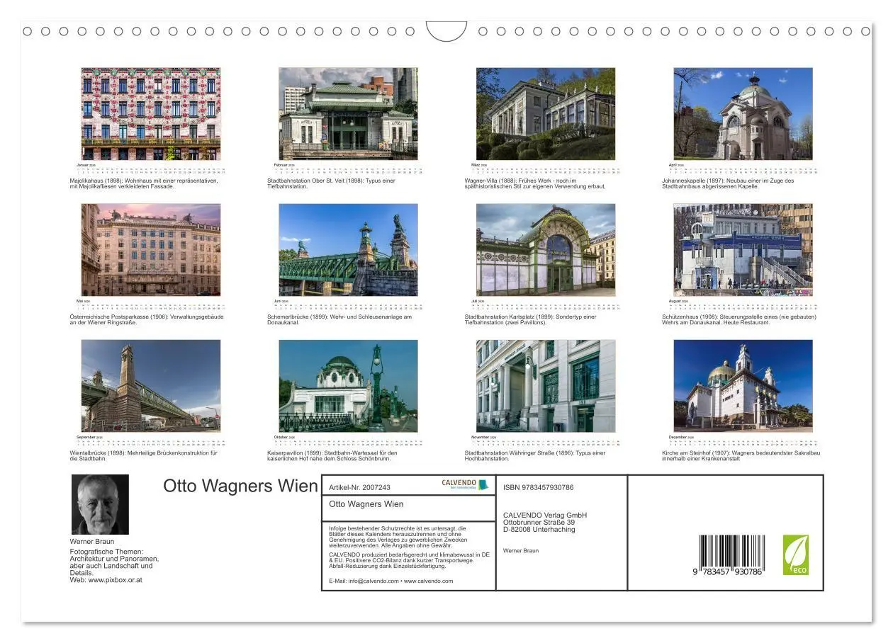 Bild: 9783457930786 | Otto Wagners Wien (Wandkalender 2026 DIN A3 quer), CALVENDO...