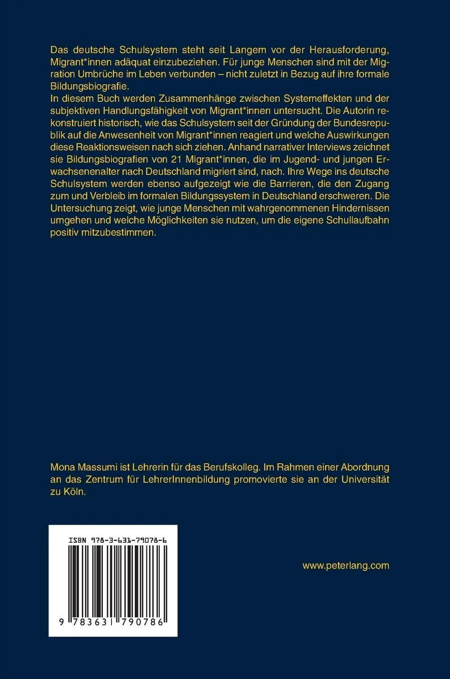 Rückseite: 9783631790786 | Migration im Schulalter | Mona Massumi | Buch | Deutsch | 2019