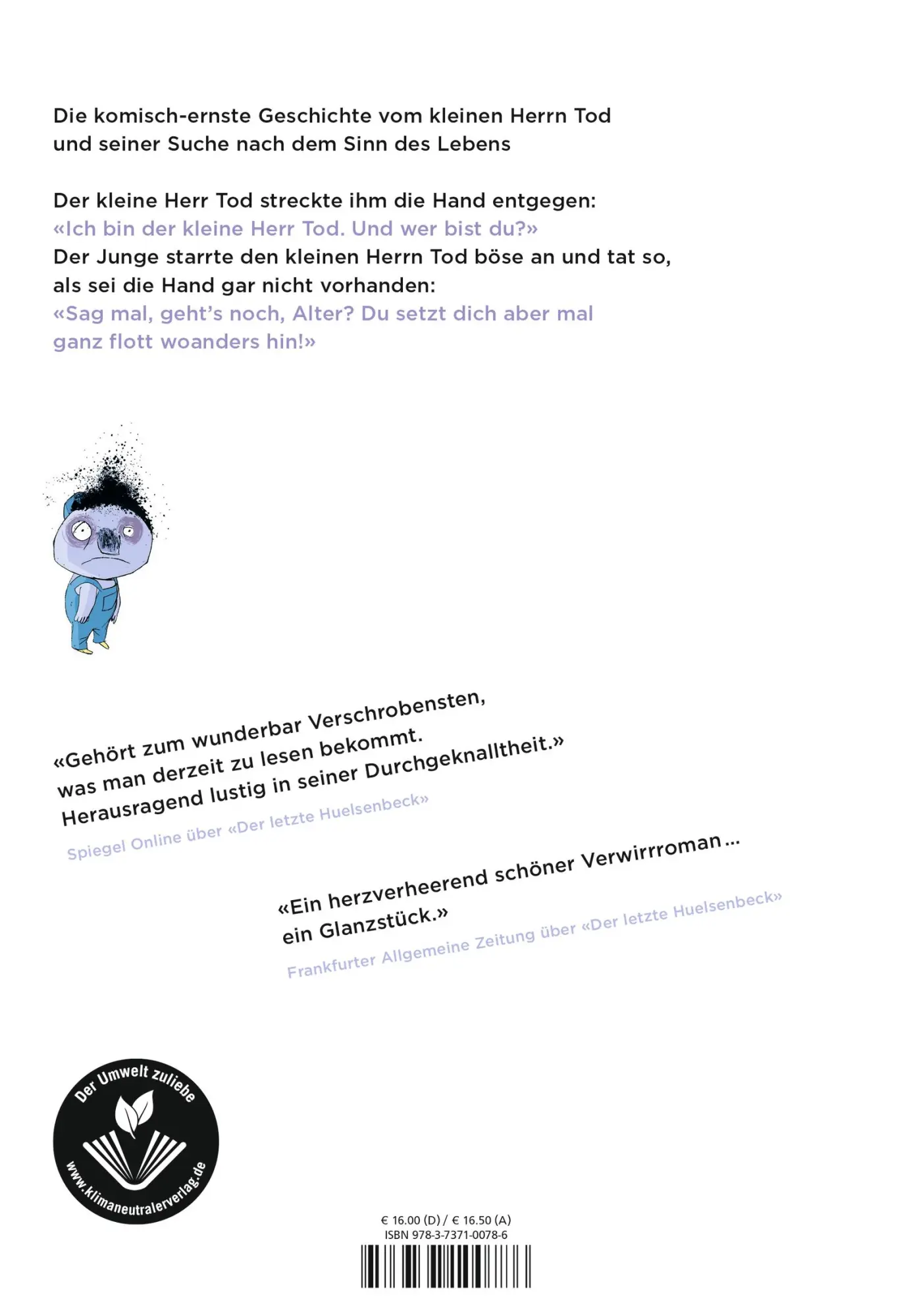 Rückseite: 9783737100786 | Der kleine Herr Tod | Christian Y. Schmidt | Buch | 144 S. | Deutsch