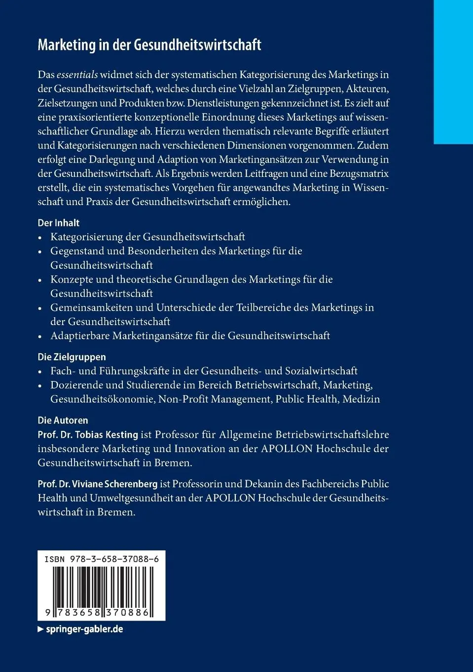 Rückseite: 9783658370886 | Marketing in der Gesundheitswirtschaft | Viviane Scherenberg (u. a.)