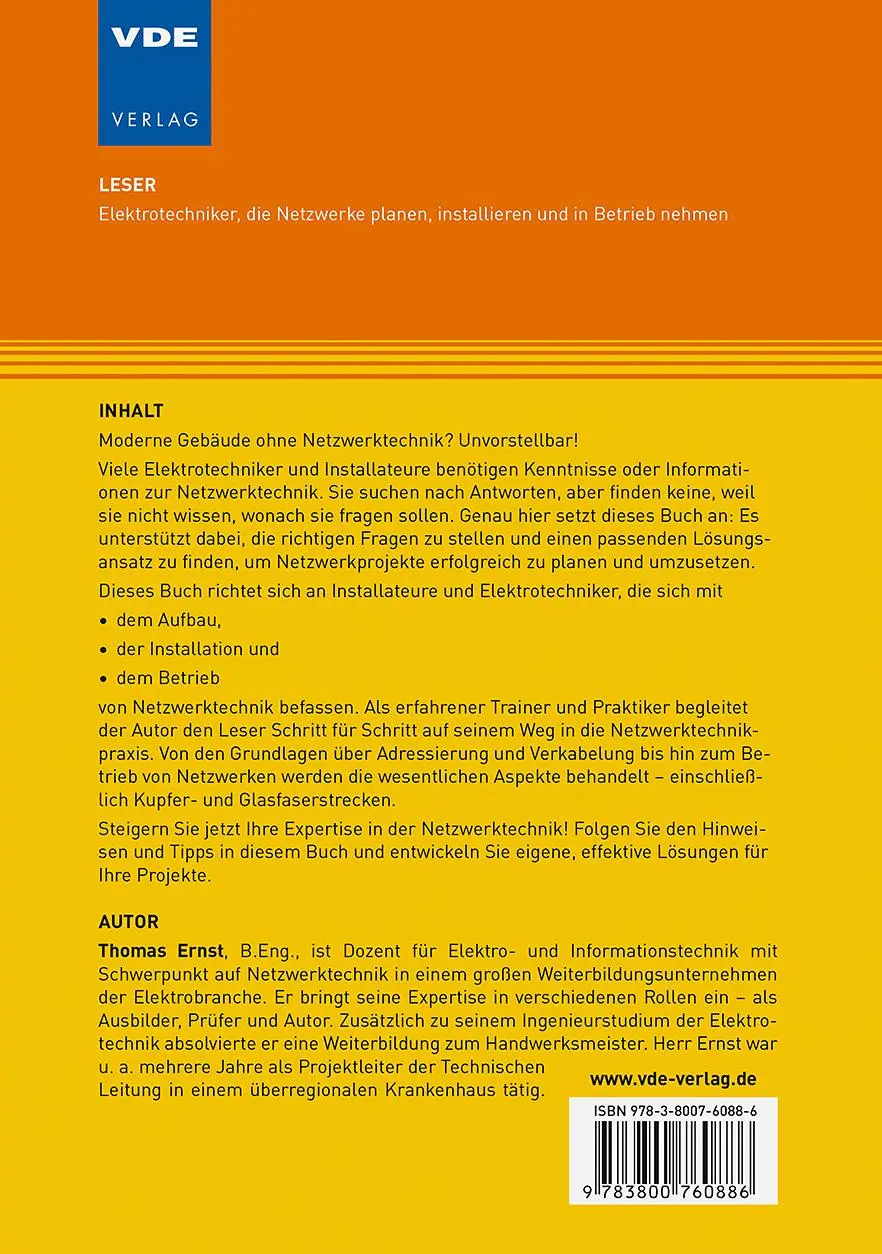 Rückseite: 9783800760886 | Netzwerktechnik im Gebäude | Thomas Ernst | Taschenbuch | 298 S.