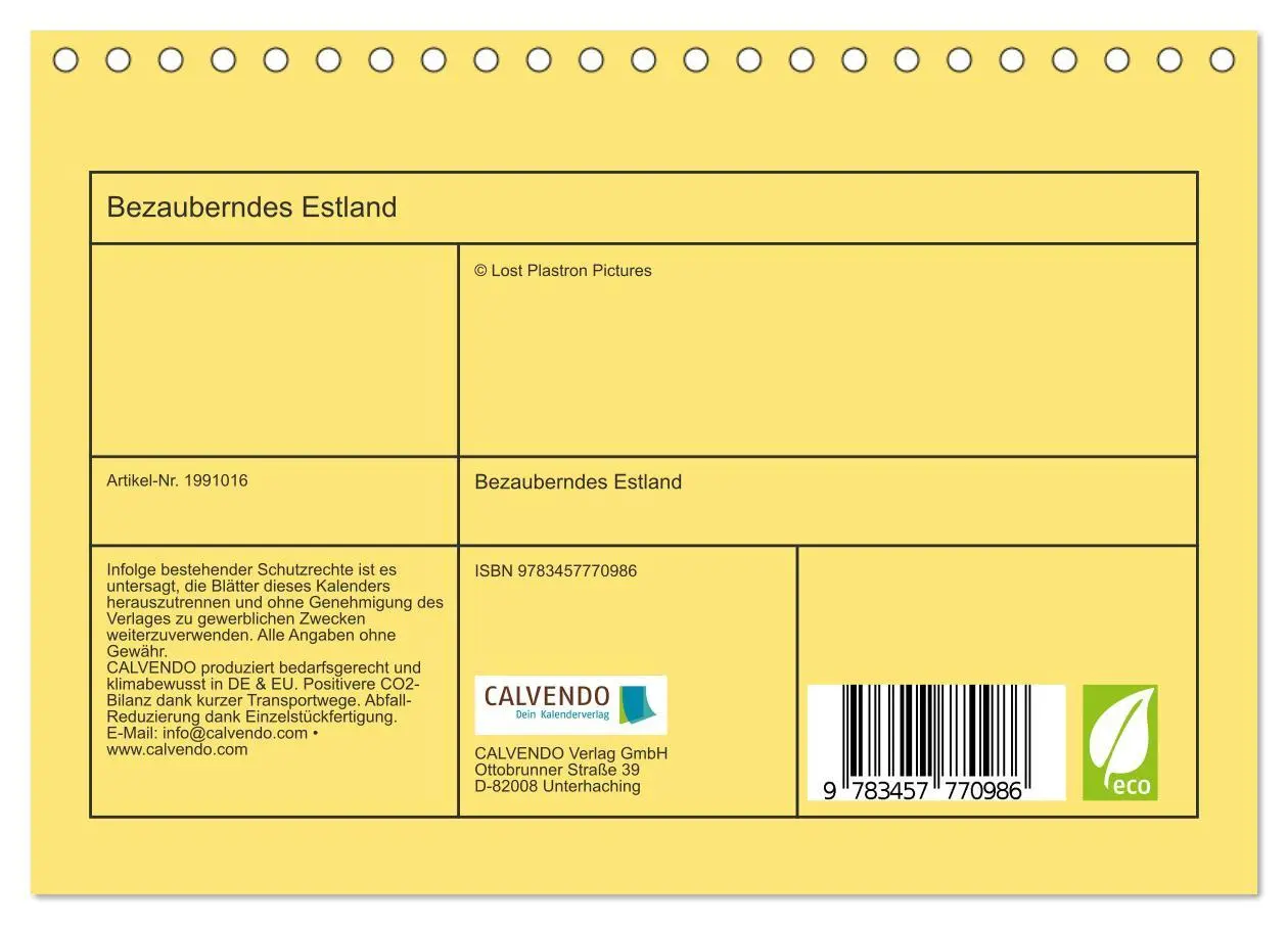Bild: 9783457770986 | Bezauberndes Estland (Tischkalender 2026 DIN A5 quer), CALVENDO...