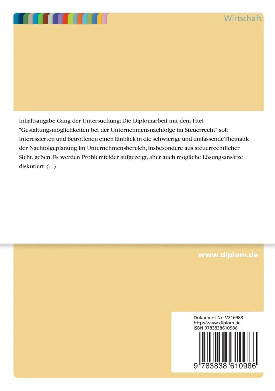 Rückseite: 9783838610986 | Darstellung von Gestaltungsmöglichkeiten bei der...