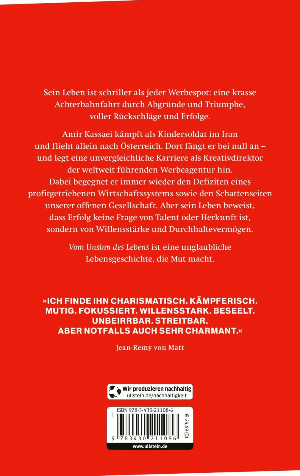 Rückseite: 9783430211086 | Vom Unsinn des Lebens | Amir Kassaei | Buch | 336 S. | Deutsch | 2024