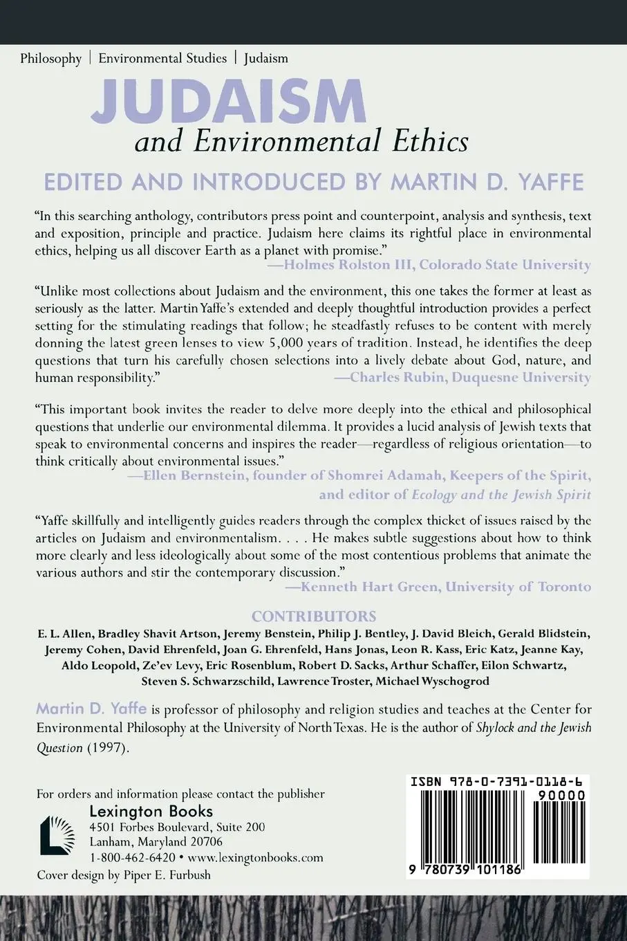 Rückseite: 9780739101186 | Judaism and Environmental Ethics | A Reader | Martin D. Yaffe | Buch