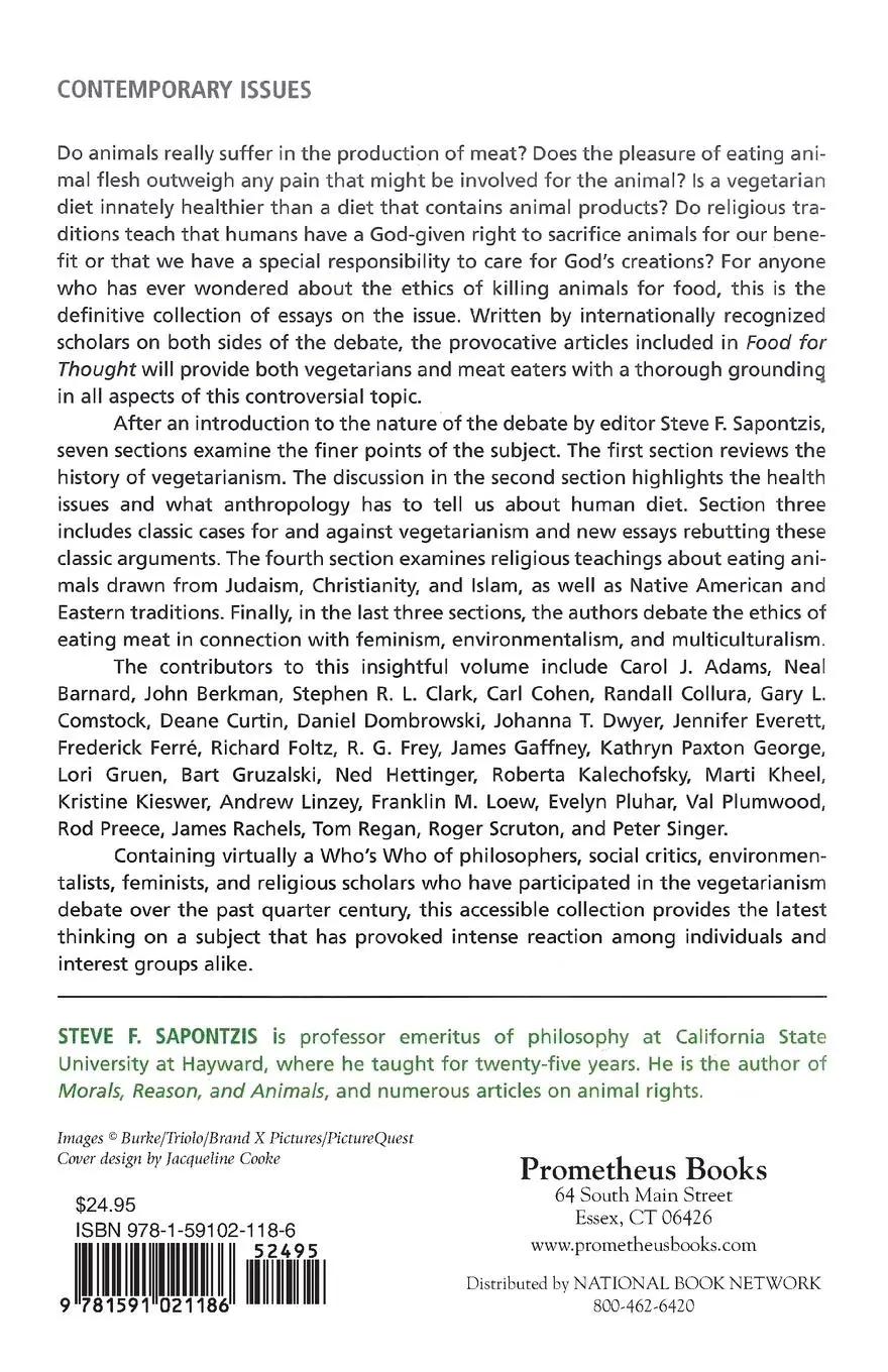 Rückseite: 9781591021186 | Food for Thought | The Debate over Eating Meat | Steve F. Sapontzis