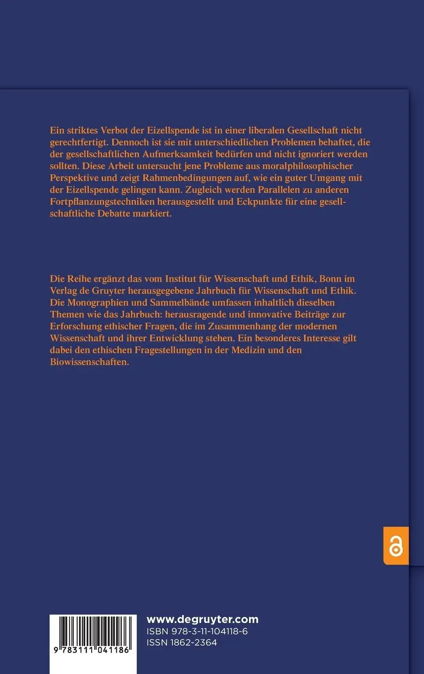 Rückseite: 9783111041186 | Familiengründung mittels Eizellspende | Clemens Heyder | Buch | IX