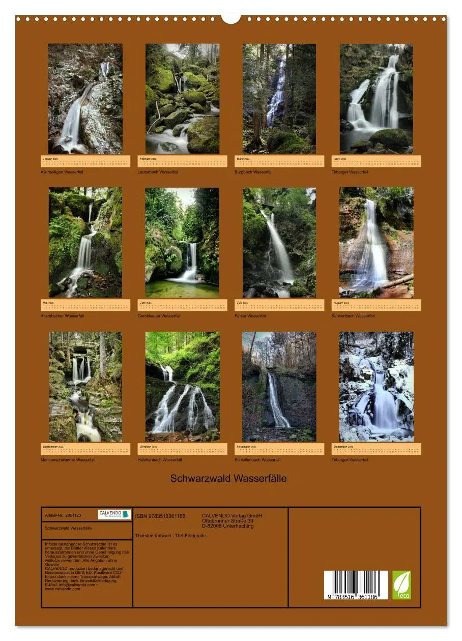 Bild: 9783516361186 | Schwarzwald Wasserfälle (Wandkalender 2026 DIN A2 hoch), CALVENDO...