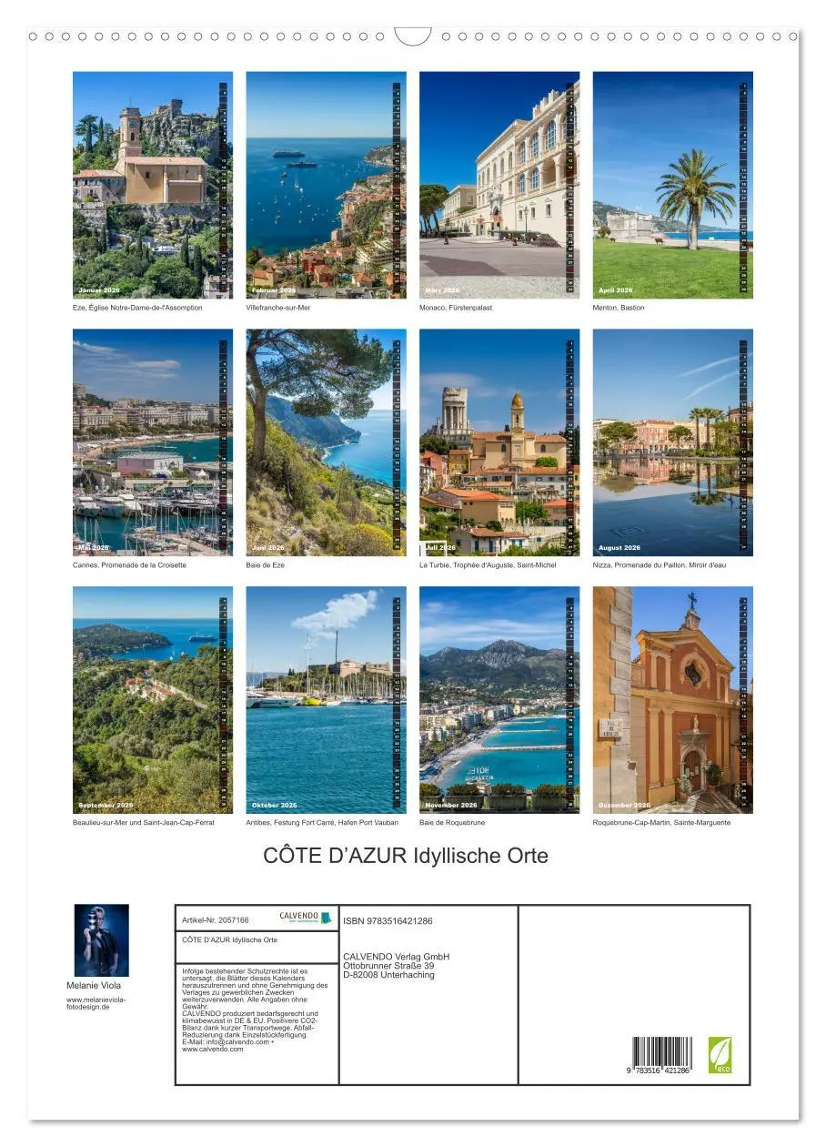 Bild: 9783516421286 | CÔTE D'AZUR Idyllische Orte (Wandkalender 2026 DIN A2 hoch),...
