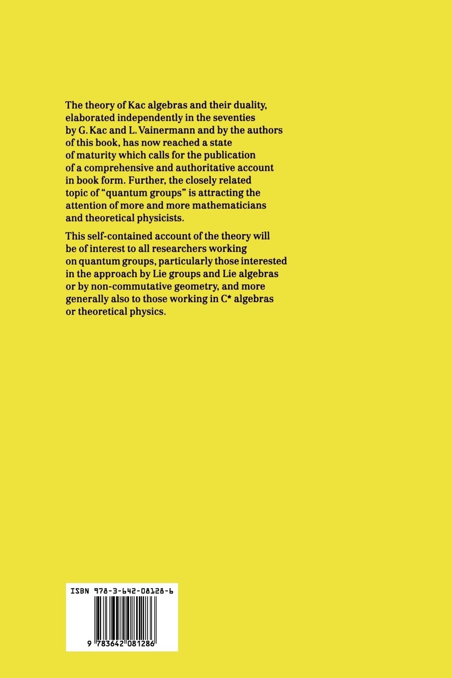 Rückseite: 9783642081286 | Kac Algebras and Duality of Locally Compact Groups | Enock (u. a.) | x