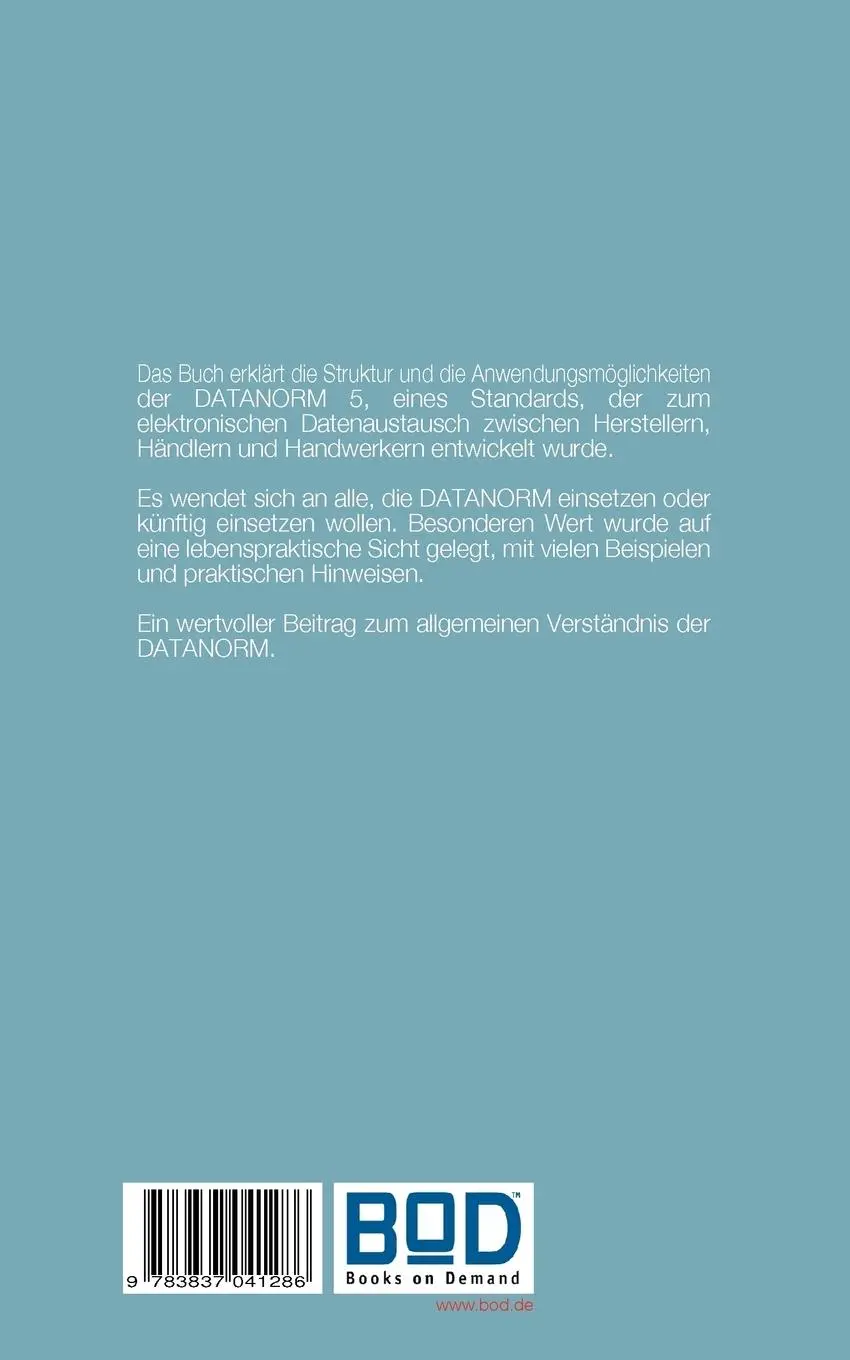 Rückseite: 9783837041286 | DATANORM-Praxis | Ein Ratgeber für Hersteller, Handel und Handwerk