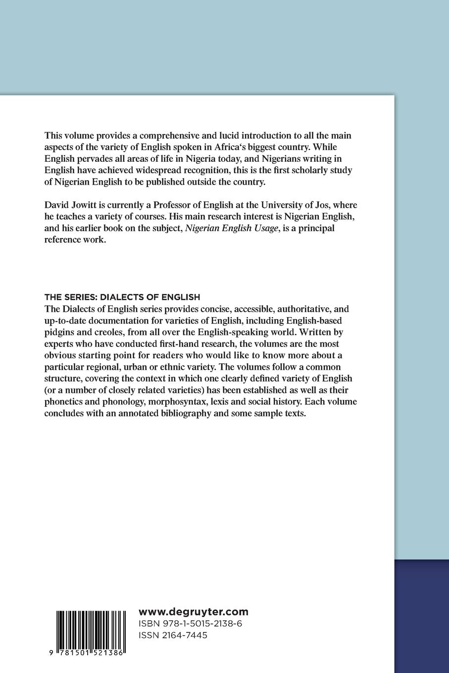 Rückseite: 9781501521386 | Nigerian English | David Jowitt | Taschenbuch | ISSN | Paperback | IX