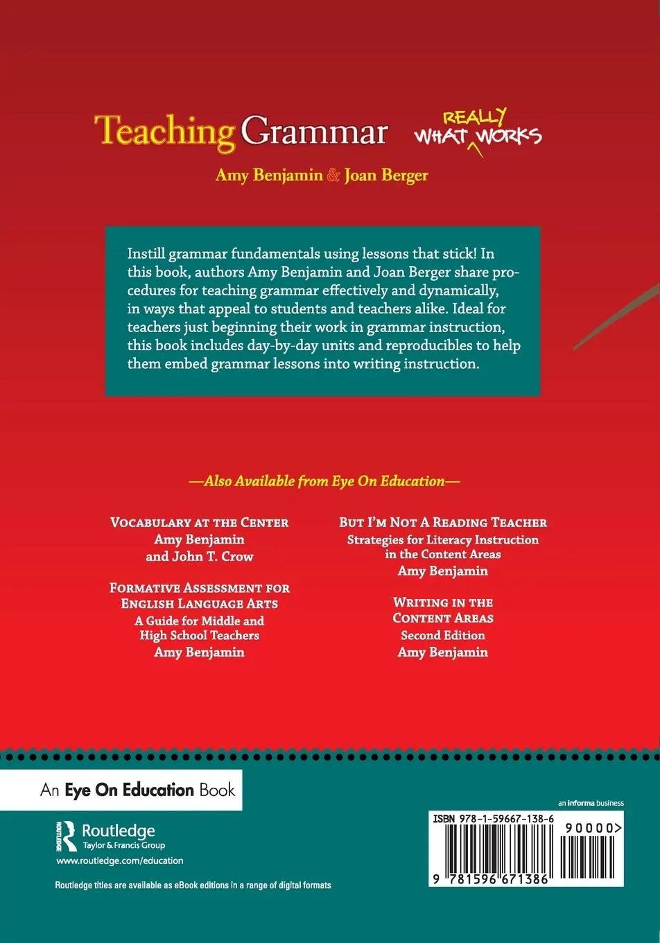 Rückseite: 9781596671386 | Teaching Grammar | What Really Works | Amy Benjamin (u. a.) | Buch