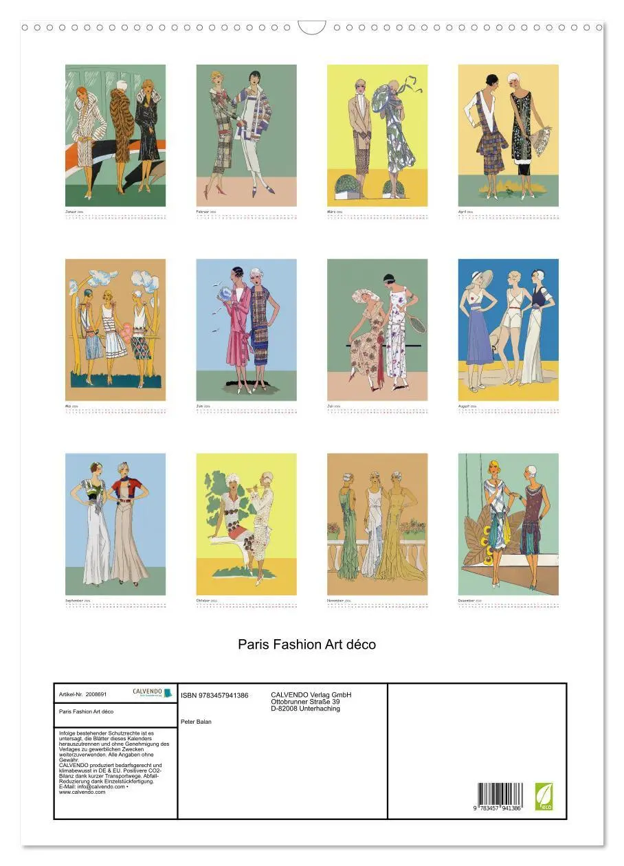 Bild: 9783457941386 | Paris Fashion Art déco (Wandkalender 2026 DIN A2 hoch), CALVENDO...