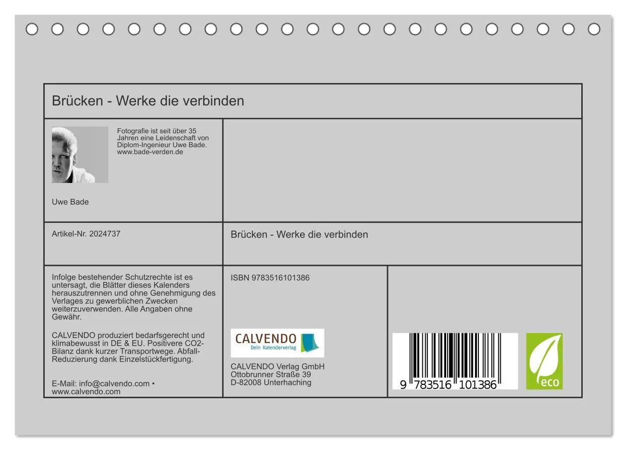 Bild: 9783516101386 | Brücken - Werke die verbinden (Tischkalender 2026 DIN A5 quer),...