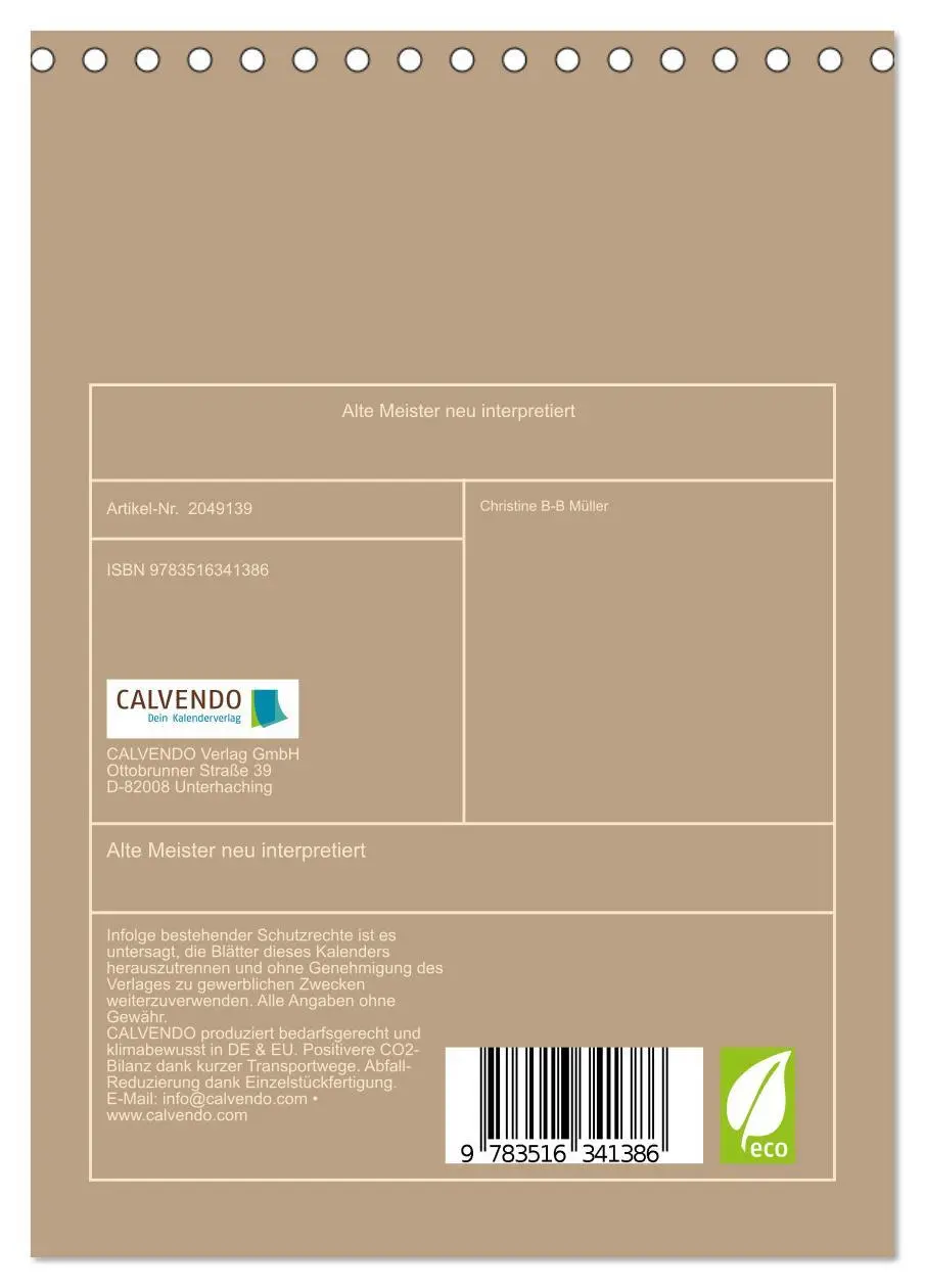 Bild: 9783516341386 | Alte Meister neu interpretiert (Tischkalender 2026 DIN A5 hoch),...