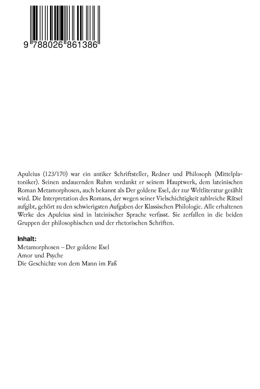 Rückseite: 9788026861386 | Gesammelte Werke von Apuleius | Apuleius (u. a.) | Taschenbuch | 2017
