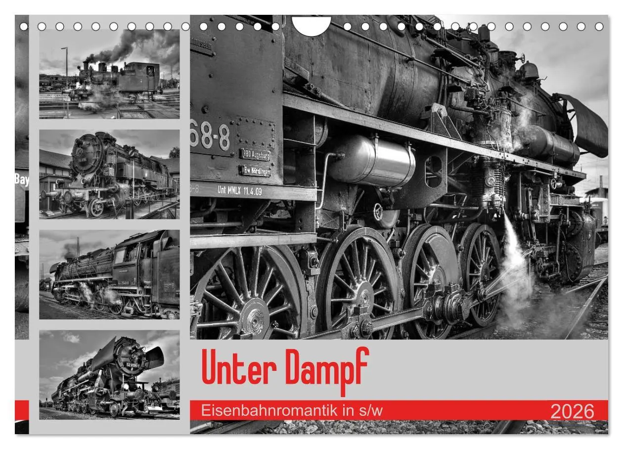 Cover: 9783457861486 | Unter Dampf - Eisenbahnromantik in schwarz-weiß (Wandkalender 2026...