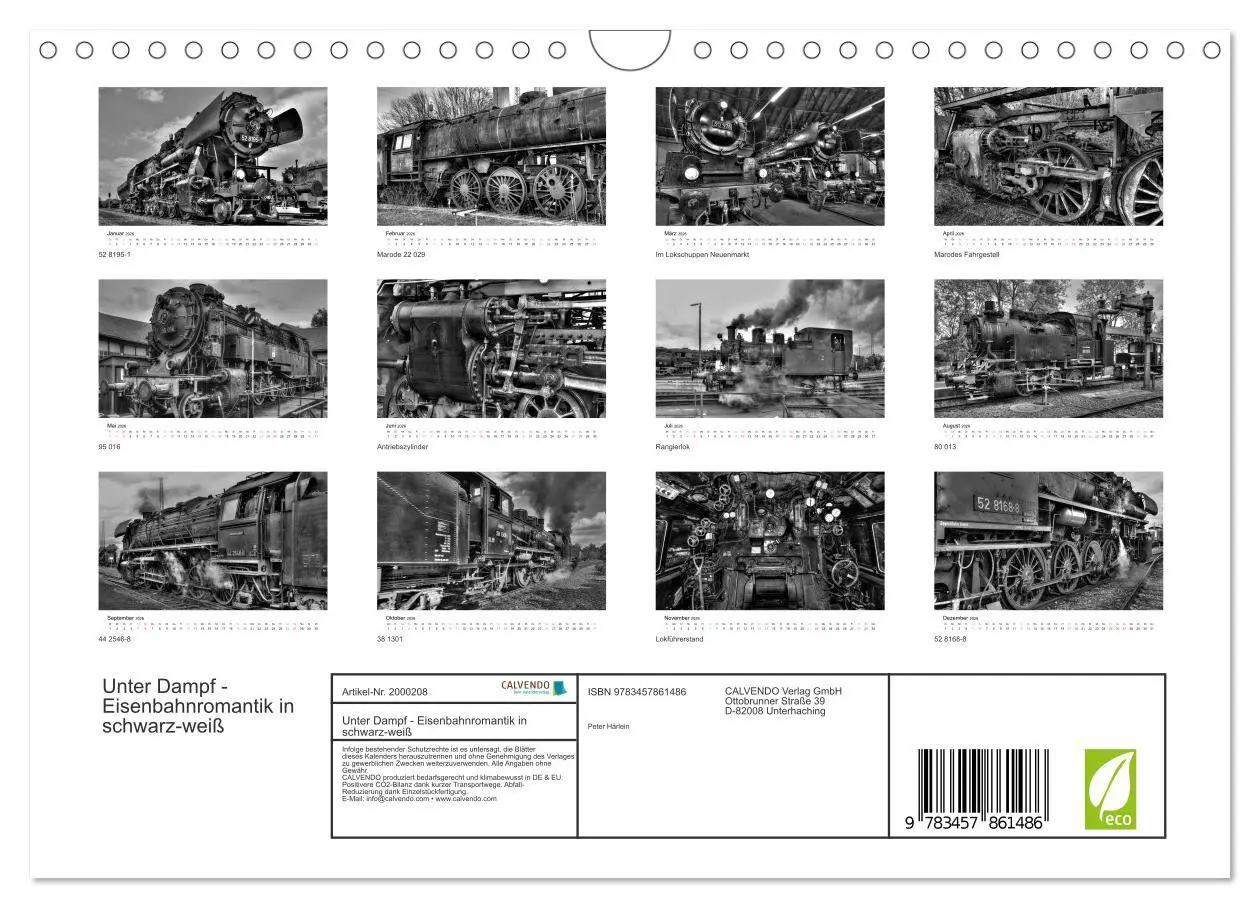 Bild: 9783457861486 | Unter Dampf - Eisenbahnromantik in schwarz-weiß (Wandkalender 2026...