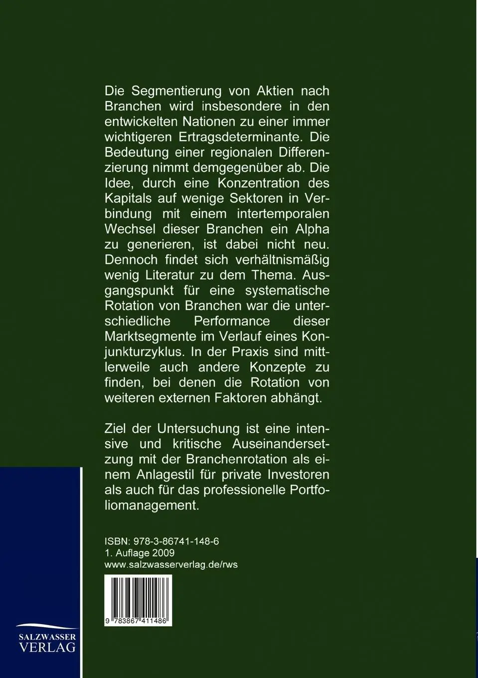 Rückseite: 9783867411486 | Branchenrotation als Anlagemethode | Eine kritische Analyse | Hlava