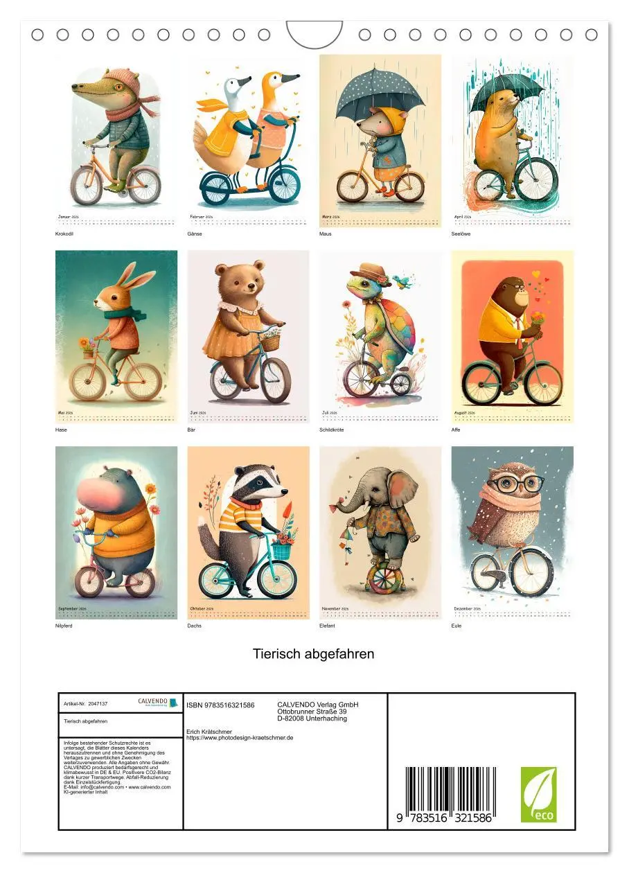 Bild: 9783516321586 | Tierisch abgefahren (Wandkalender 2026 DIN A4 hoch), CALVENDO...