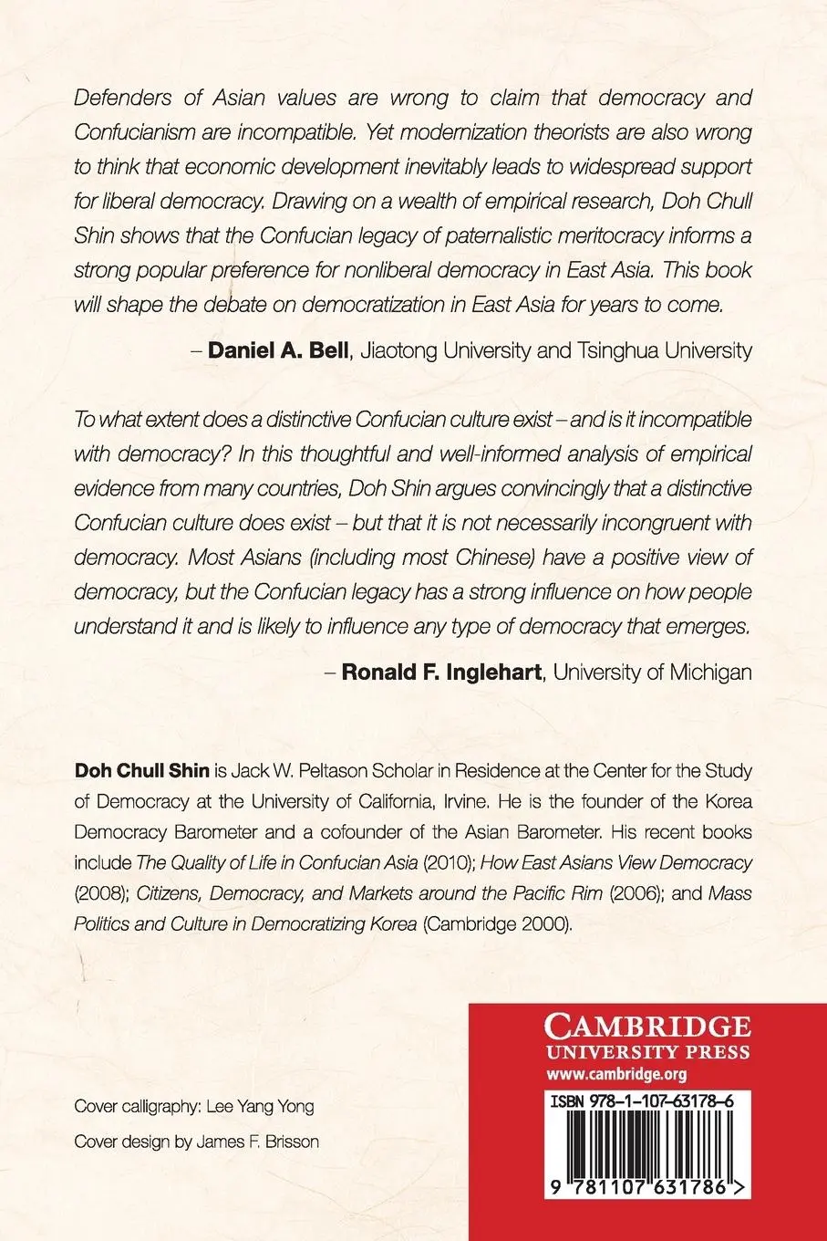 Rückseite: 9781107631786 | Confucianism and Democratization in East Asia | Doh Chull Shin | Buch