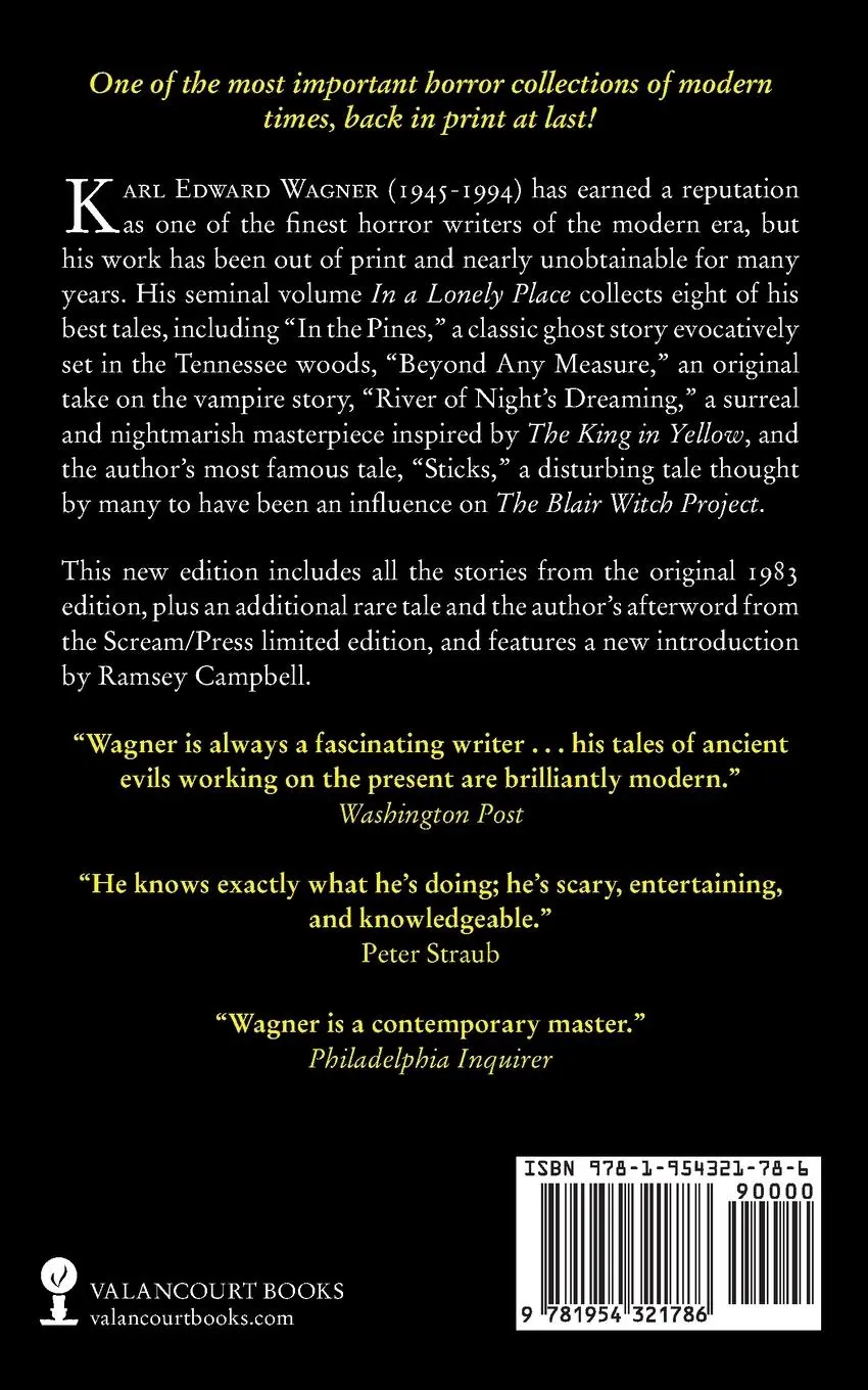 Rückseite: 9781954321786 | In A Lonely Place | Karl Edward Wagner | Taschenbuch | Englisch | 2023