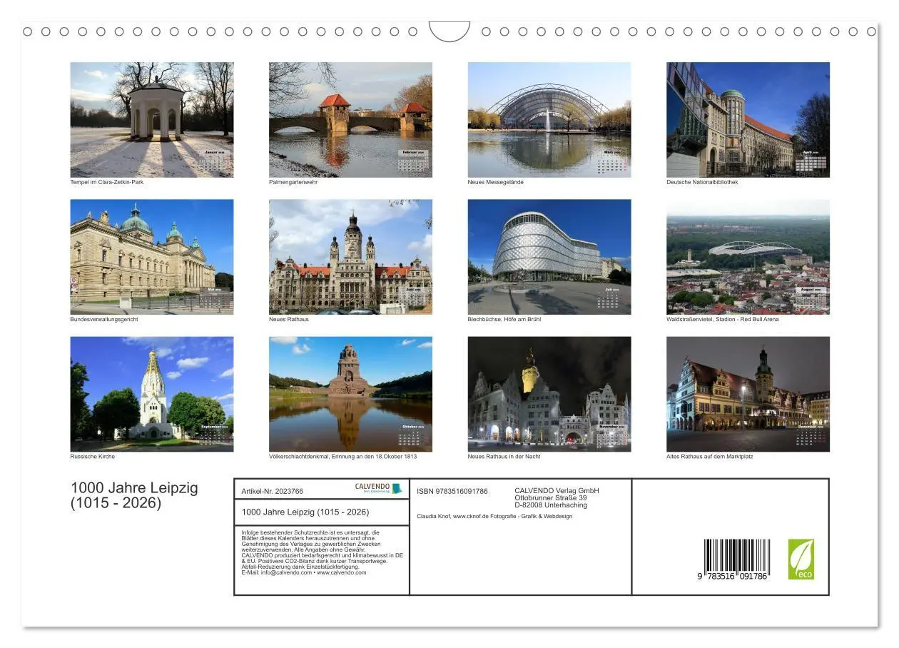 Bild: 9783516091786 | 1000 Jahre Leipzig (1015 - 2026) (Wandkalender 2026 DIN A3 quer),...