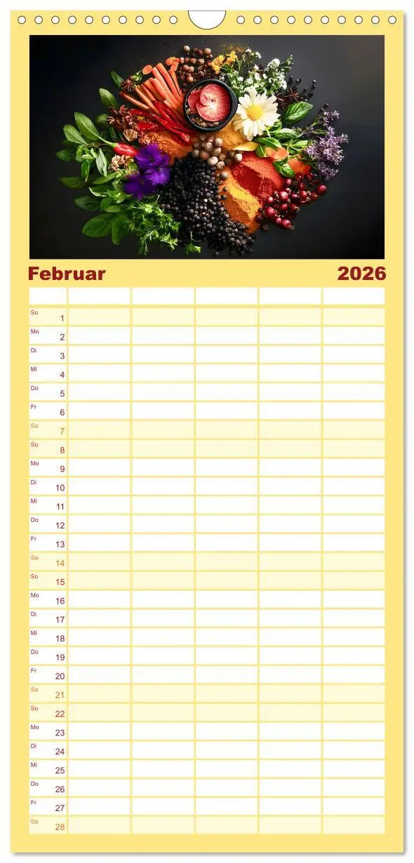 Bild: 9783516601886 | Familienplaner 2026 - Küchenkalender Gewürzwelt mit 5 Spalten...