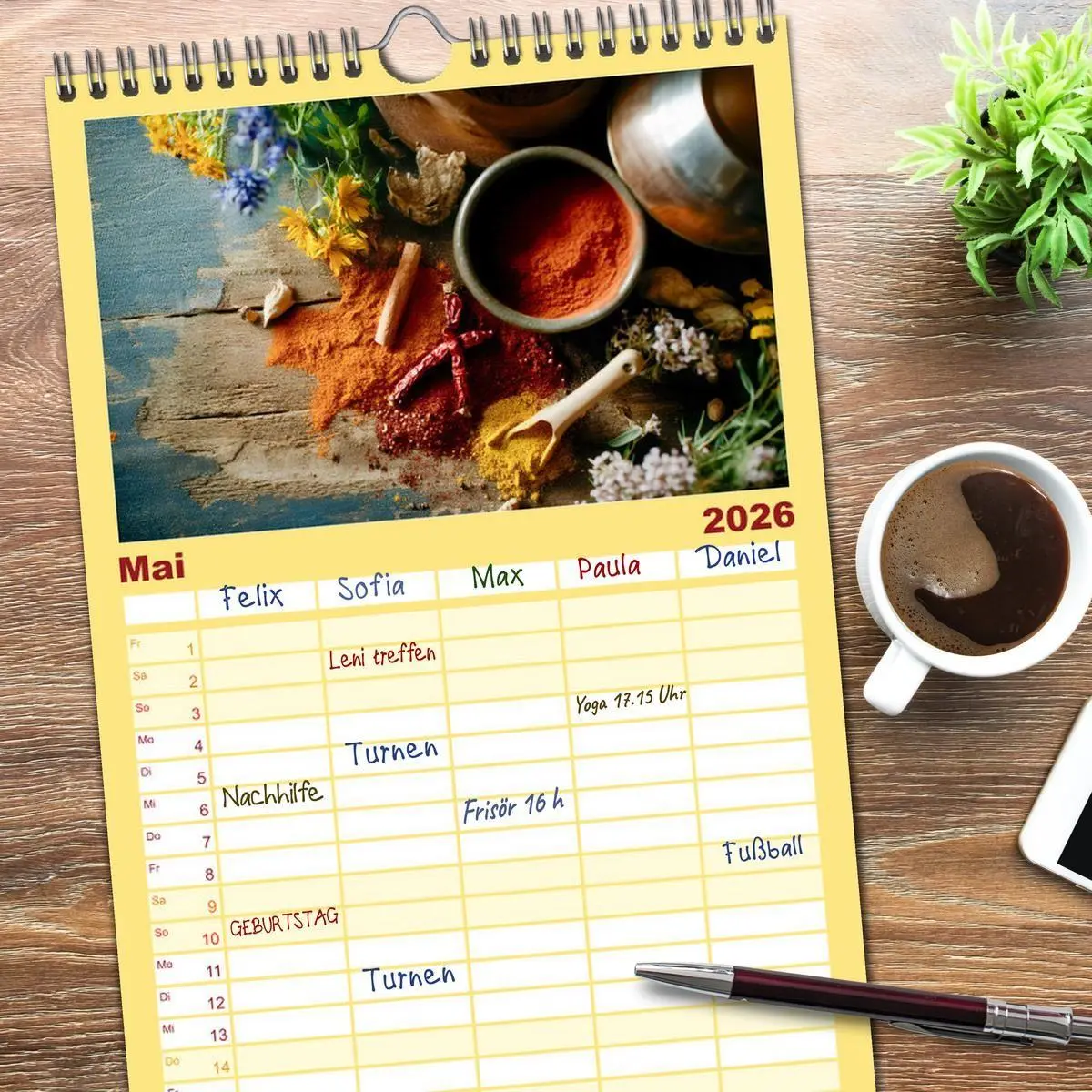 Bild: 9783516601886 | Familienplaner 2026 - Küchenkalender Gewürzwelt mit 5 Spalten...
