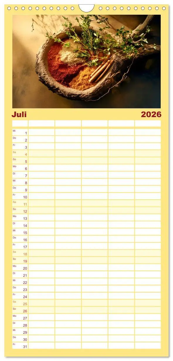Bild: 9783516601886 | Familienplaner 2026 - Küchenkalender Gewürzwelt mit 5 Spalten...