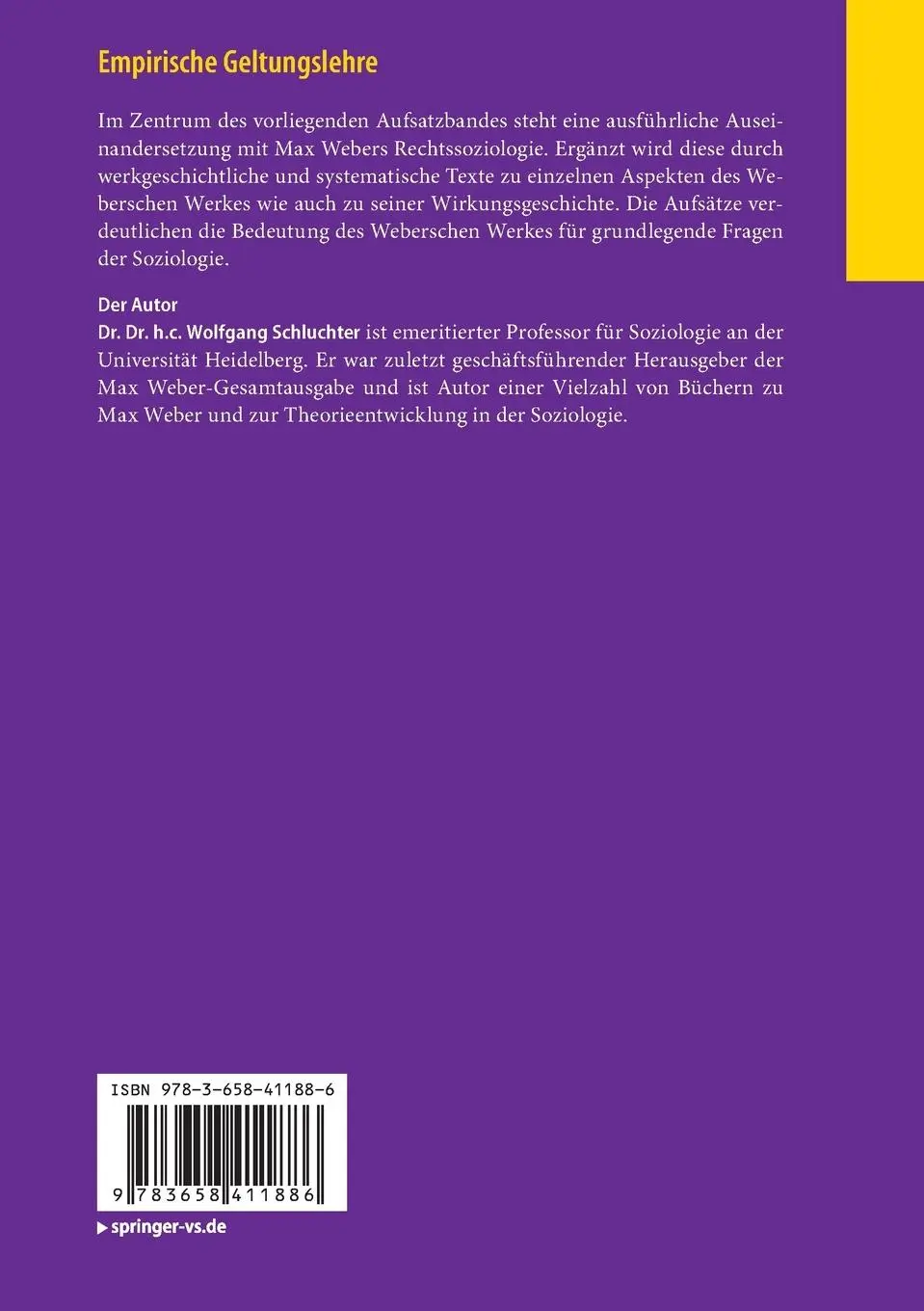 Rückseite: 9783658411886 | Empirische Geltungslehre | Wolfgang Schluchter | Taschenbuch | xi