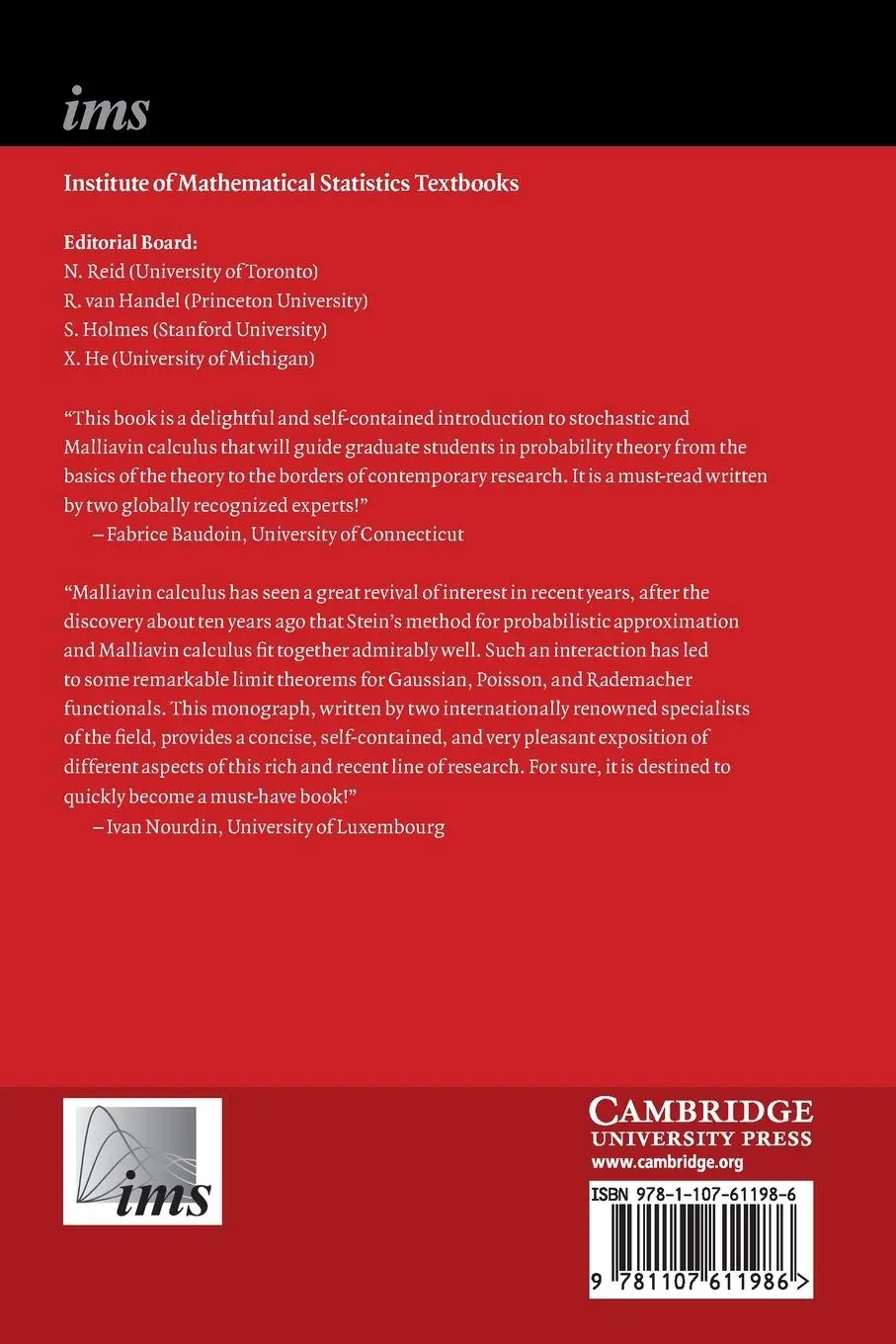 Rückseite: 9781107611986 | Introduction to Malliavin Calculus | David Nualart (u. a.) | Buch