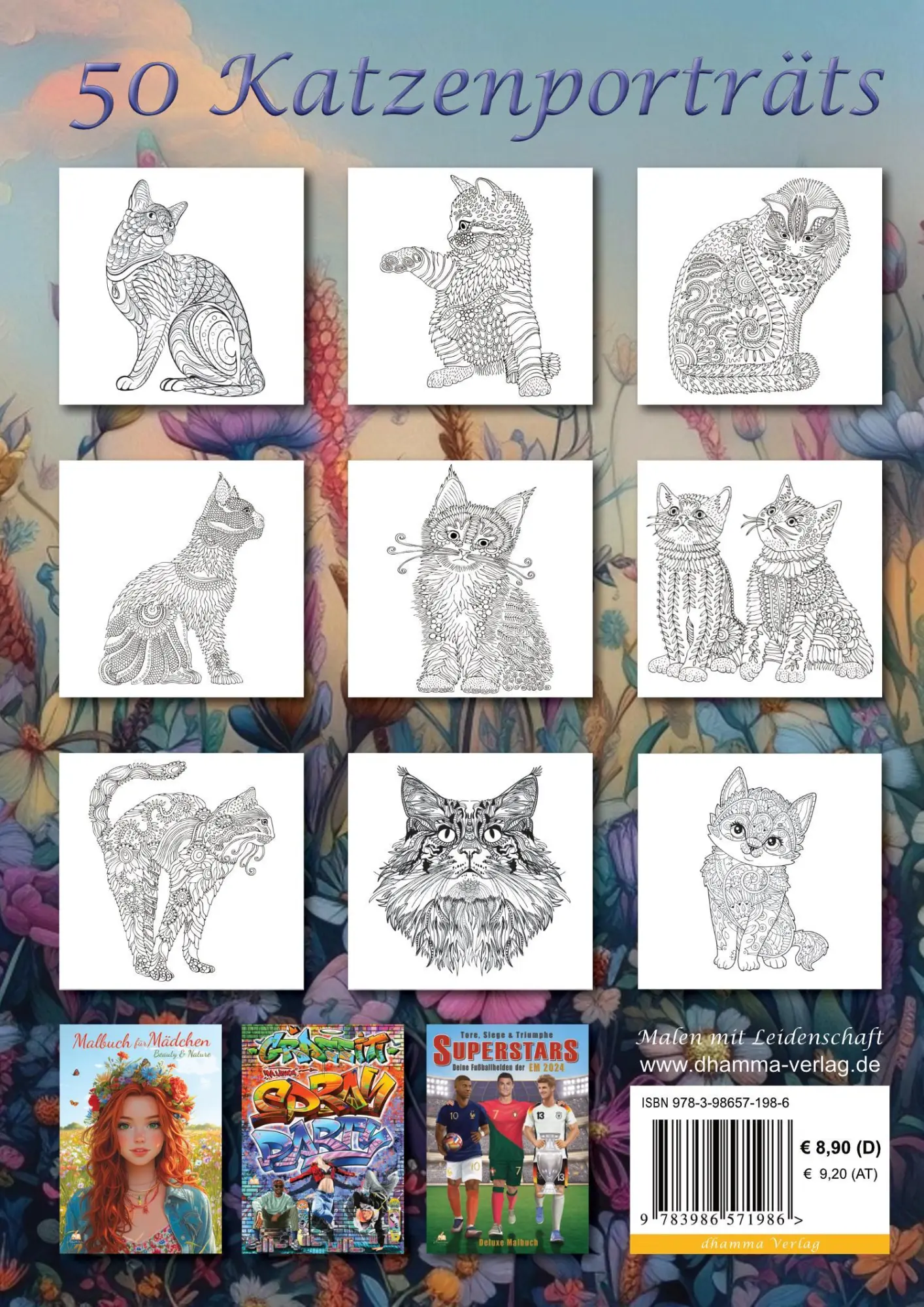 Rückseite: 9783986571986 | Mandala Malbuch Katzen für Kinder ab 8 Jahren, Teenager und...