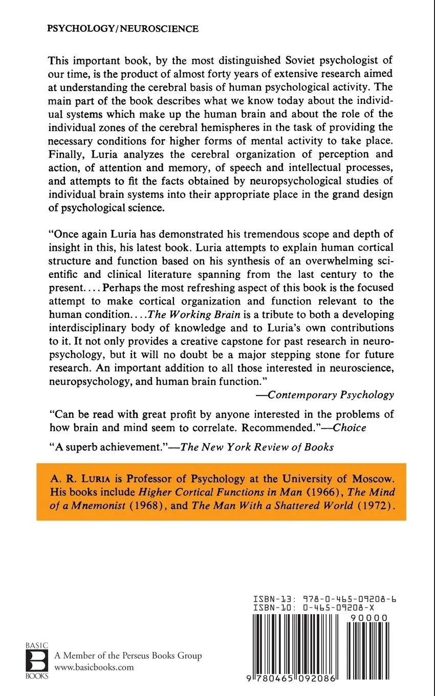 Rückseite: 9780465092086 | The Working Brain | An Introduction to Neuropsychology | Luria | Buch