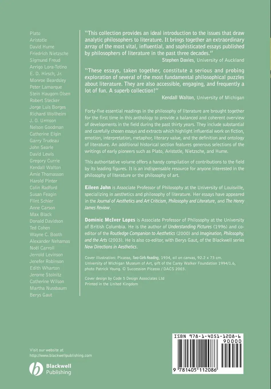 Rückseite: 9781405112086 | The Philosophy of Literature | Eileen John (u. a.) | Taschenbuch