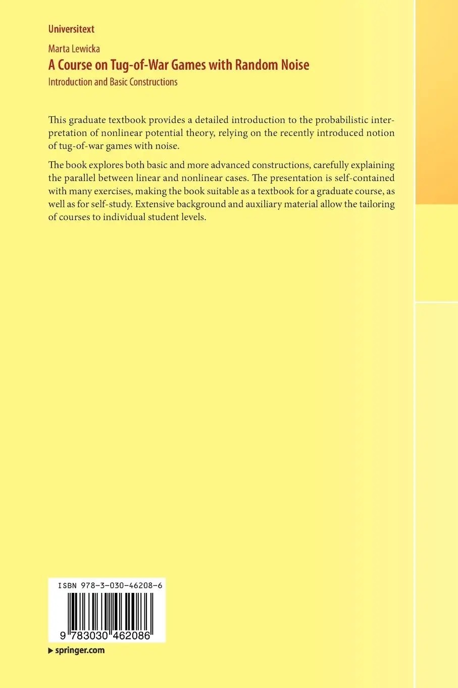 Rückseite: 9783030462086 | A Course on Tug-of-War Games with Random Noise | Marta Lewicka | Buch