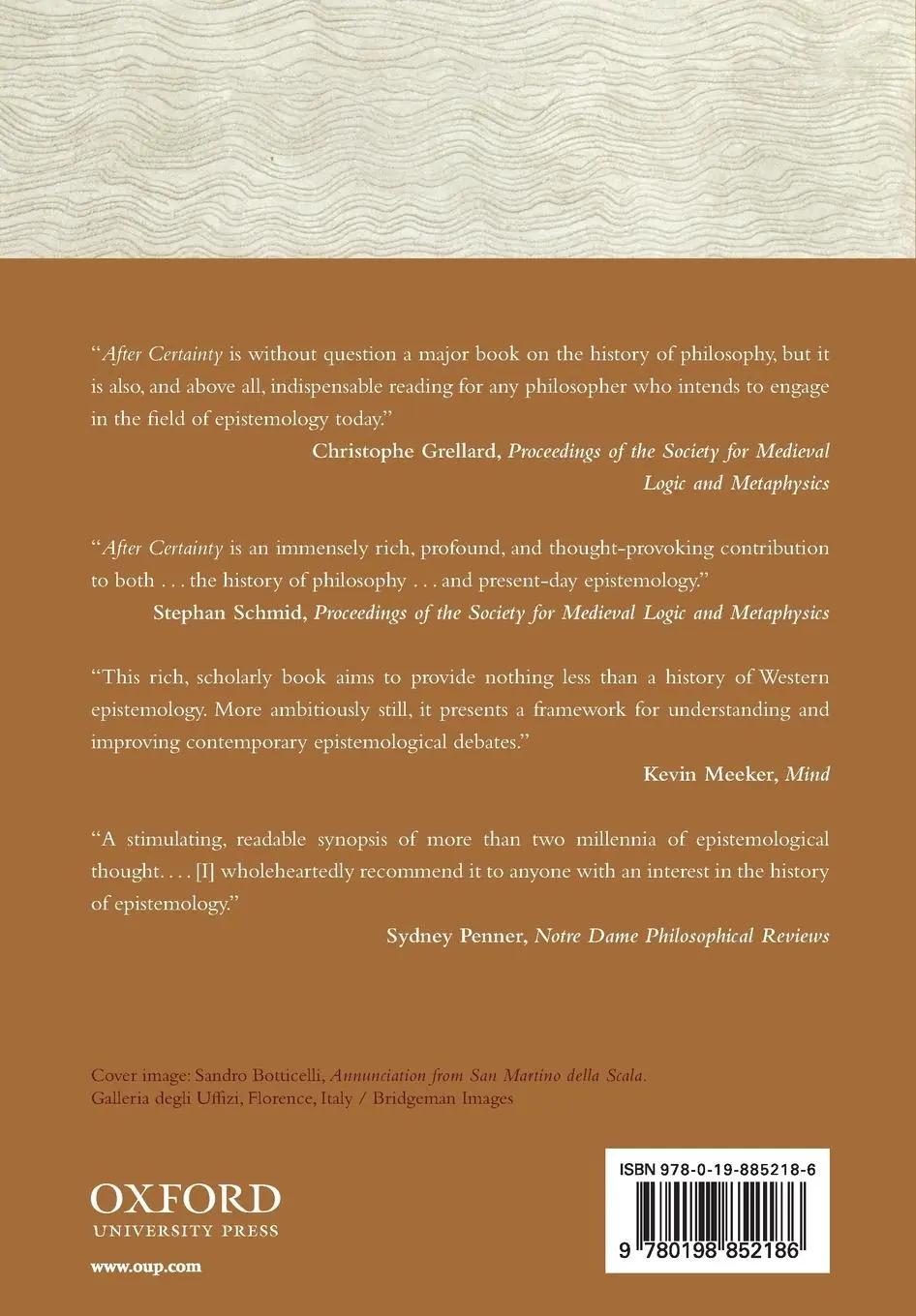 Rückseite: 9780198852186 | After Certainty | A History of Our Epistemic Ideals and Illusions